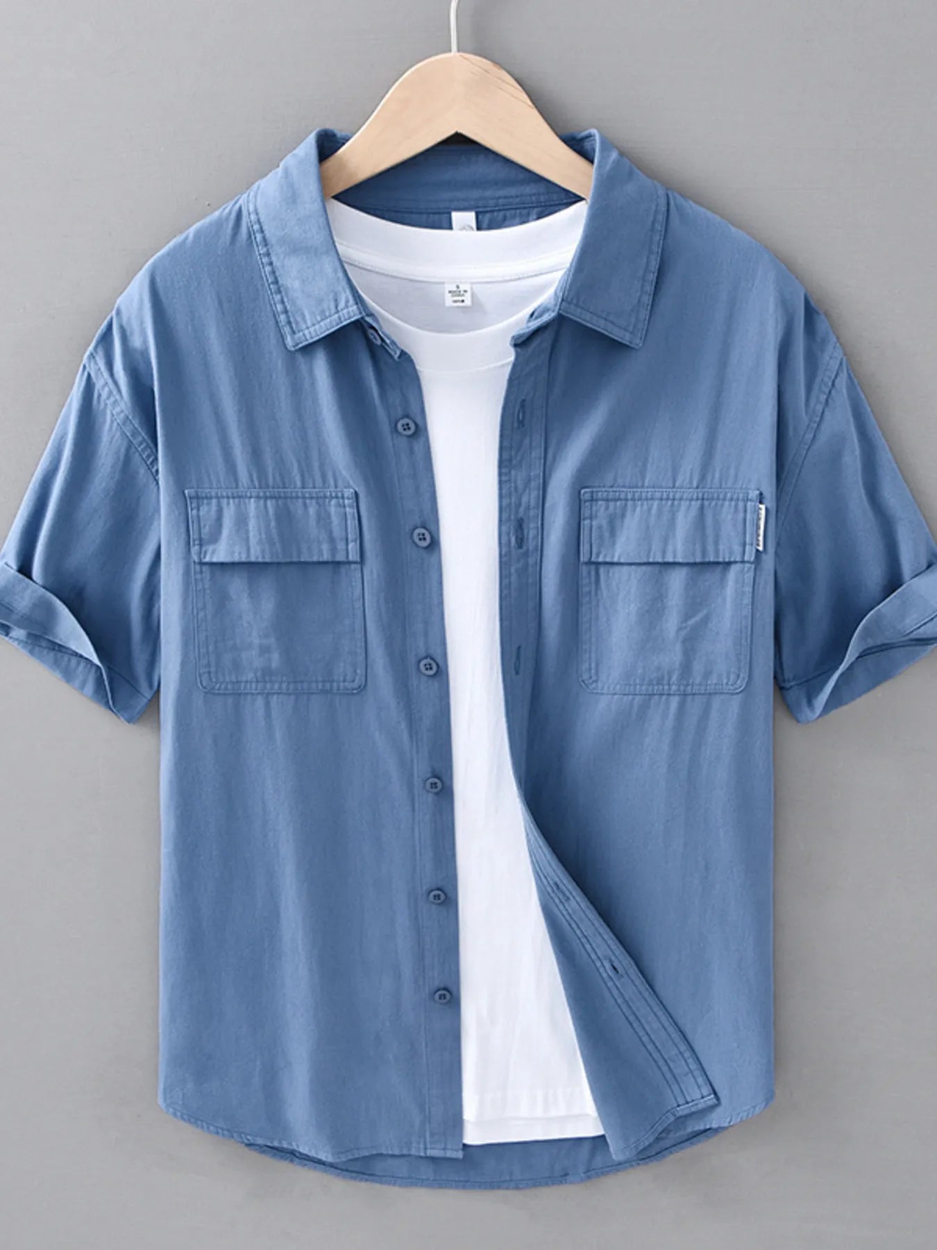 Men's Plus Size Button Up Short Sleeve Shirt designed for comfort and style at Lookzlike