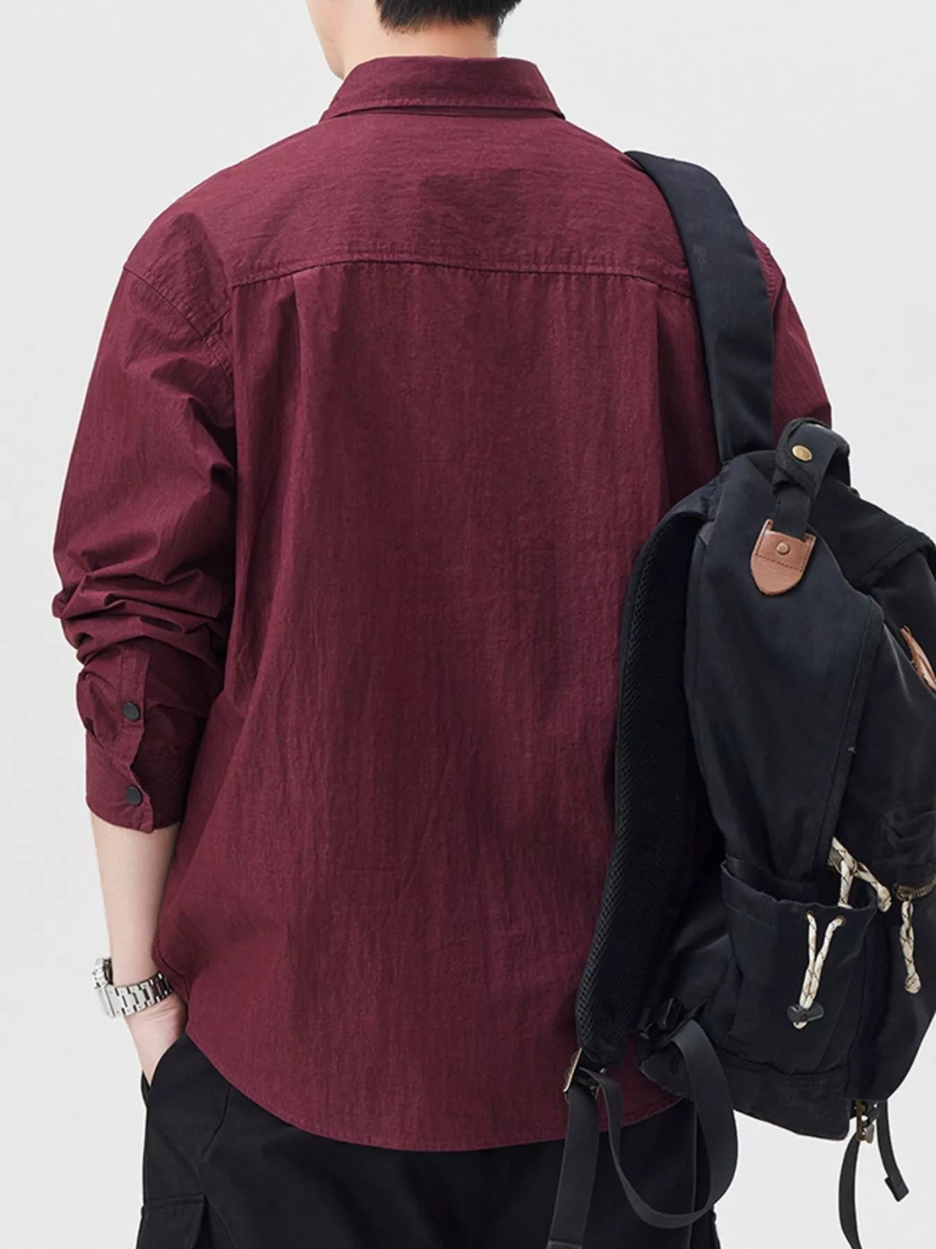 Men's Plus Size Casual Lightweight Button Up Shirt designed for comfort and style at Lookzlike