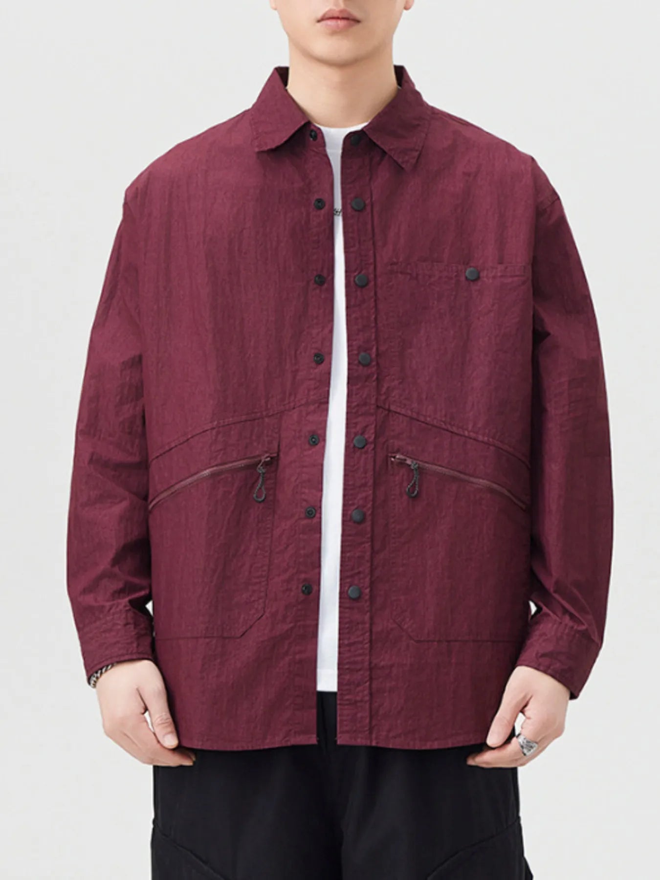 Men's Plus Size Casual Lightweight Button Up Shirt designed for comfort and style at Lookzlike