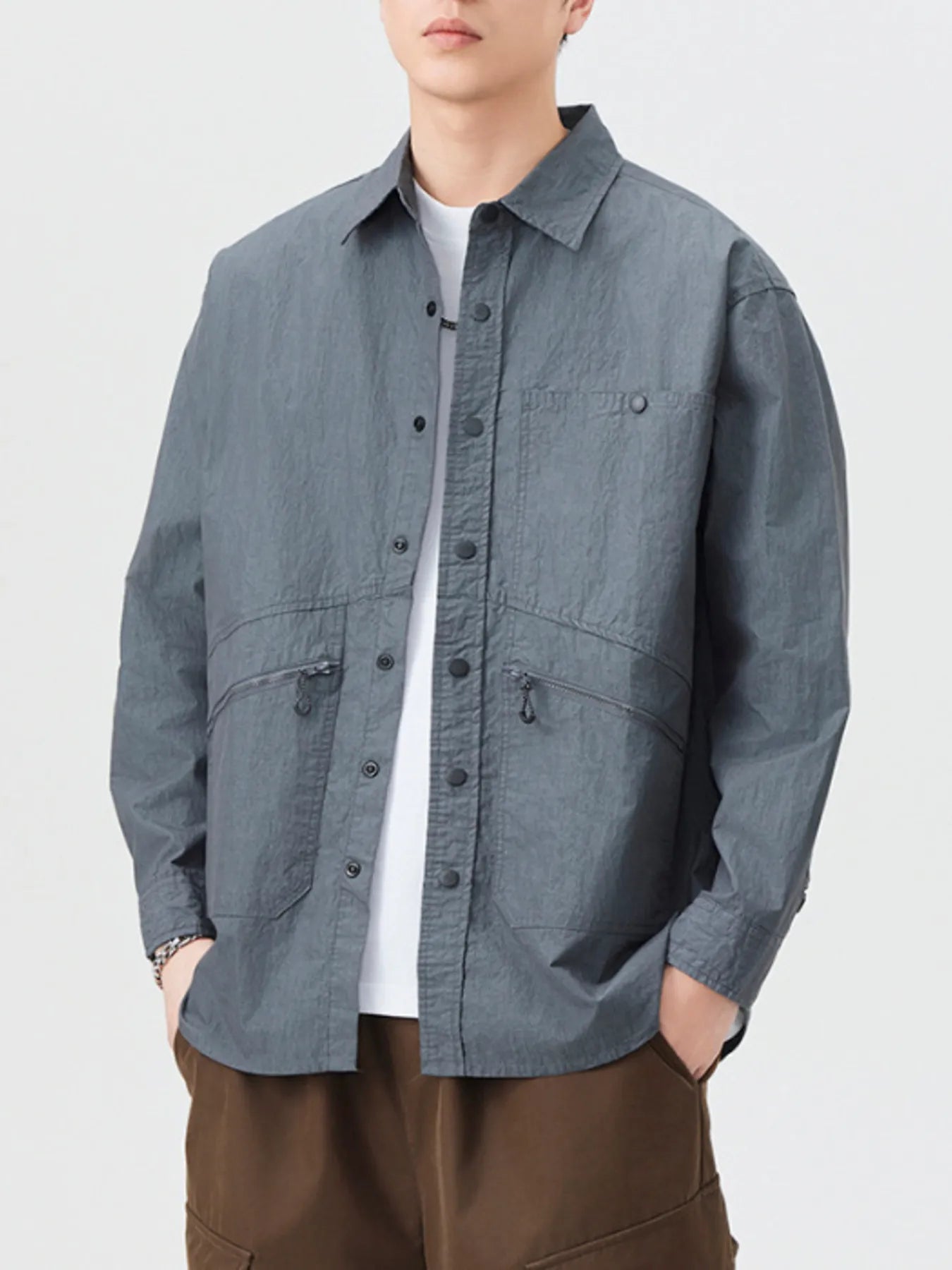 Men's Plus Size Casual Lightweight Button Up Shirt designed for comfort and style at Lookzlike