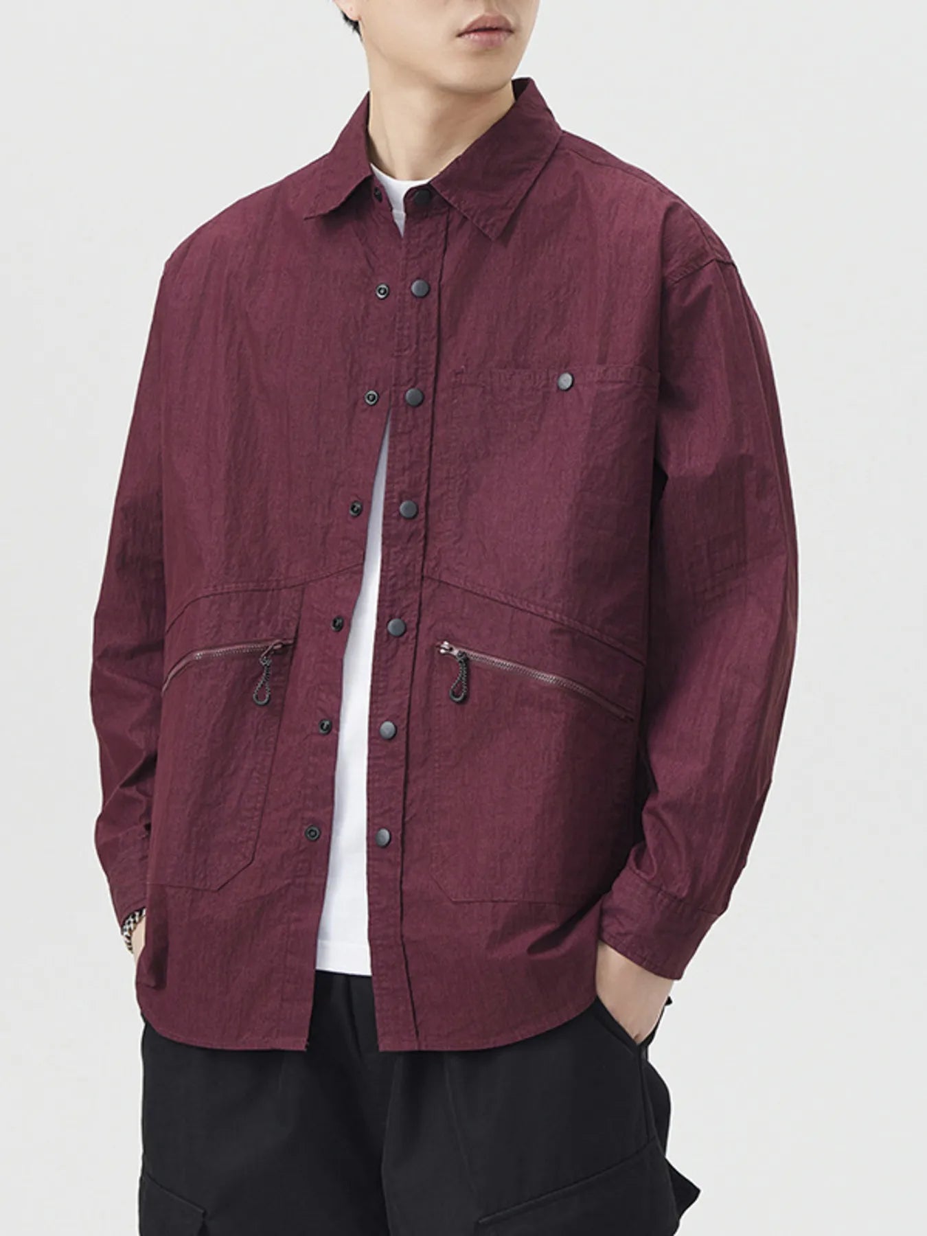 Men's Plus Size Casual Lightweight Button Up Shirt designed for comfort and style at Lookzlike