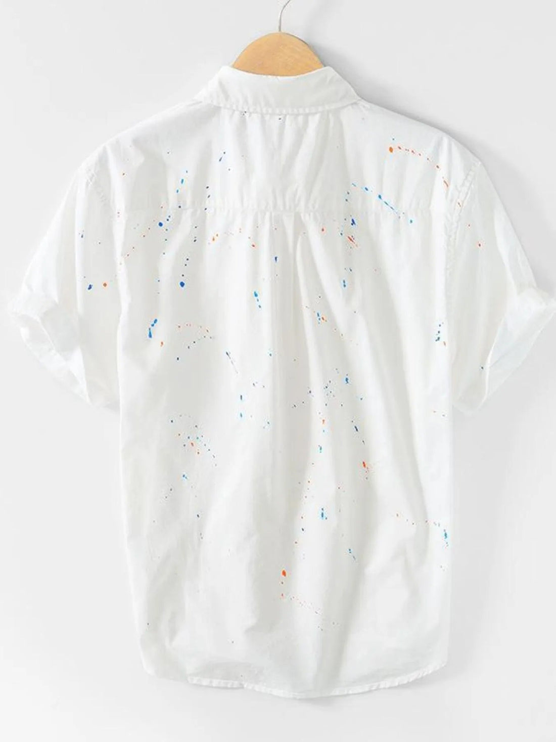 Men's Plus Size Casual Paint Splatter Short Sleeve Button-Up Shirt - Lookzlike