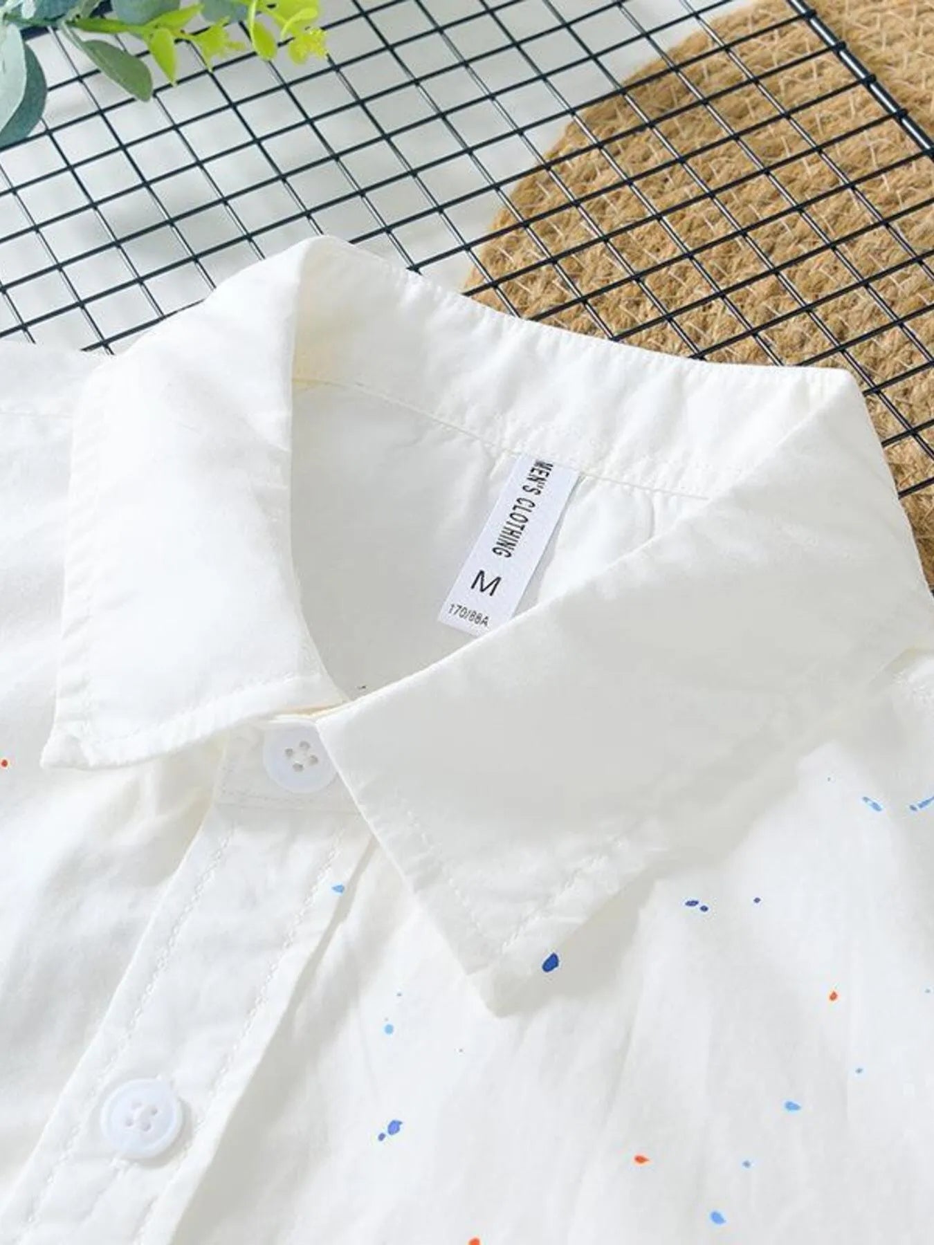 Men's Plus Size Casual Paint Splatter Short Sleeve Button-Up Shirt - Lookzlike