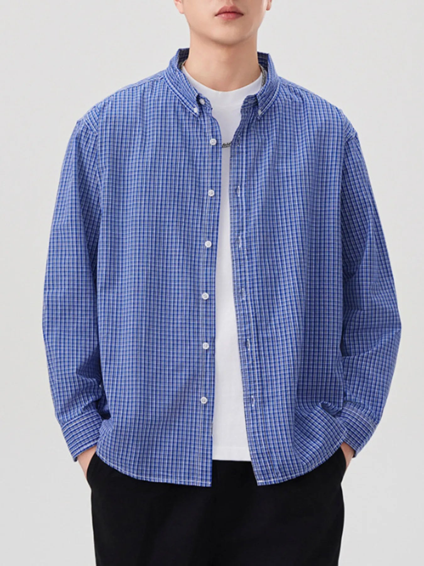 Men's Plus Size Casual Plaid Button - Down Shirt designed for comfort and style at Lookzlike