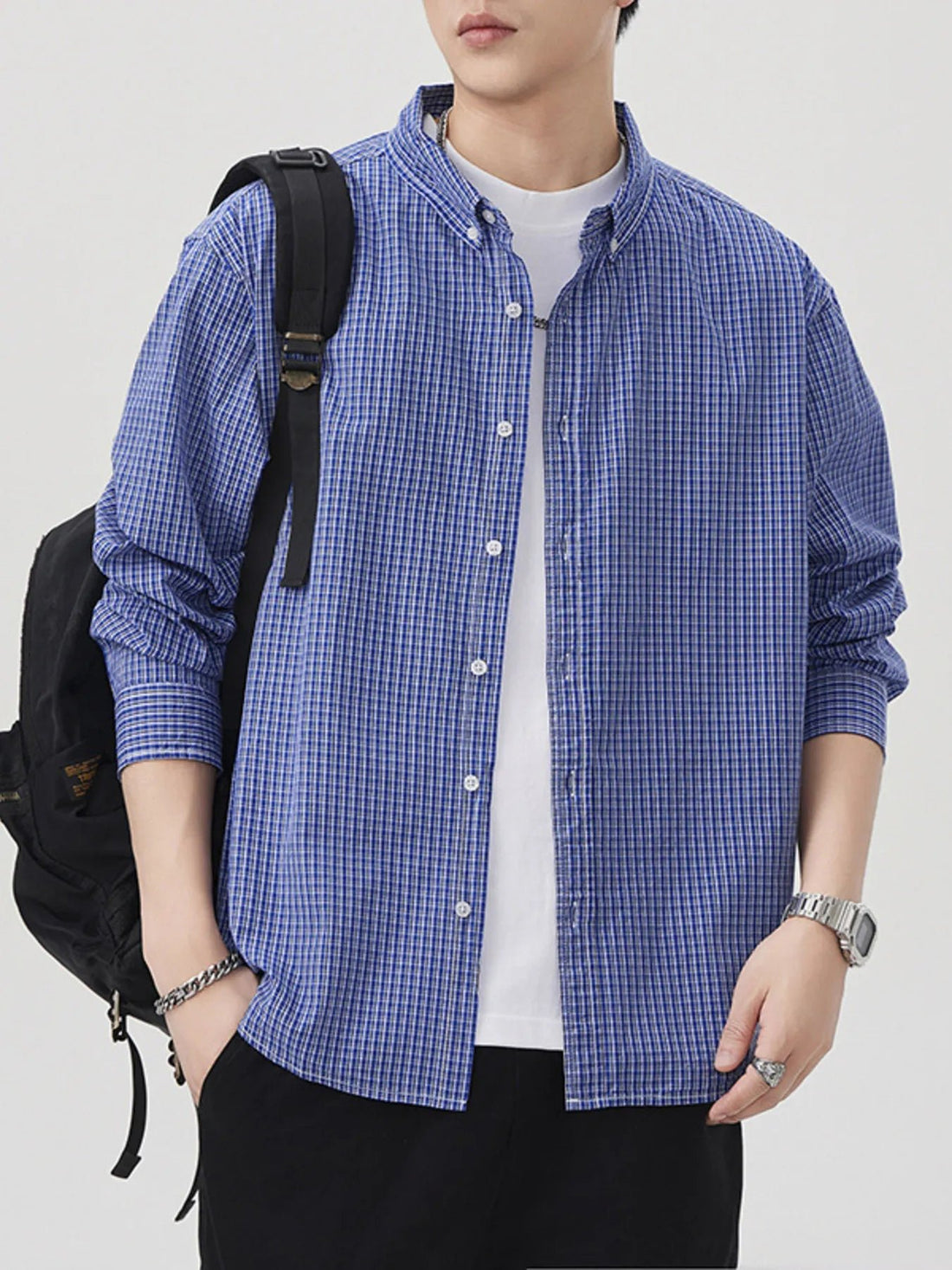 Men's Plus Size Casual Plaid Button - Down Shirt designed for comfort and style at Lookzlike