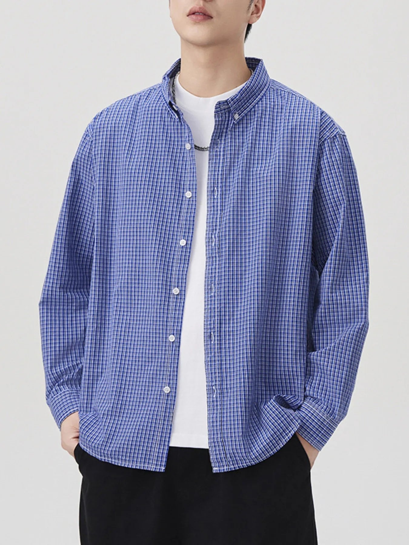 Men's Plus Size Casual Plaid Button - Down Shirt designed for comfort and style at Lookzlike