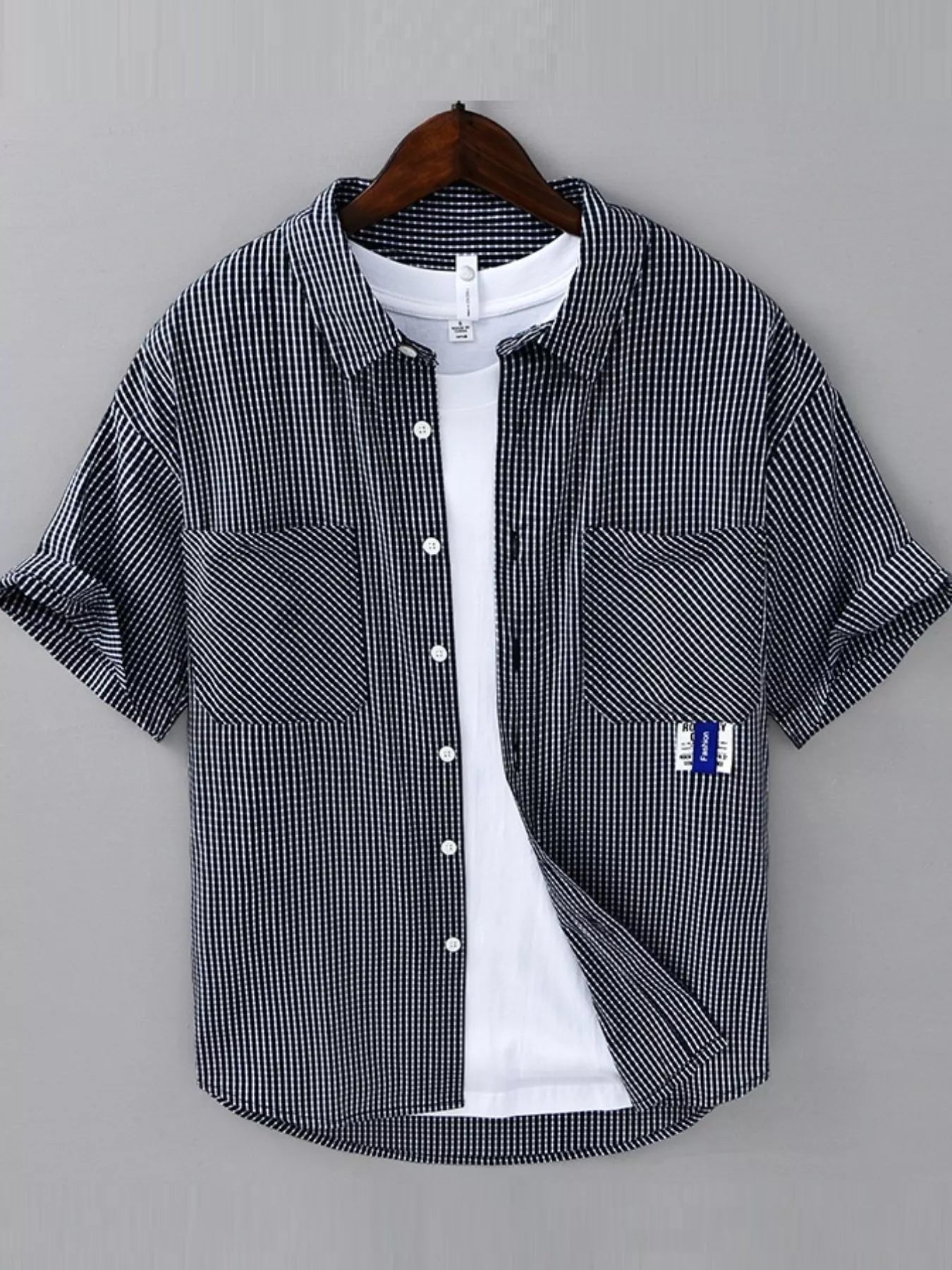 Men's Plus Size Casual Plaid Short Sleeve Shirt designed for comfort and style at Lookzlike