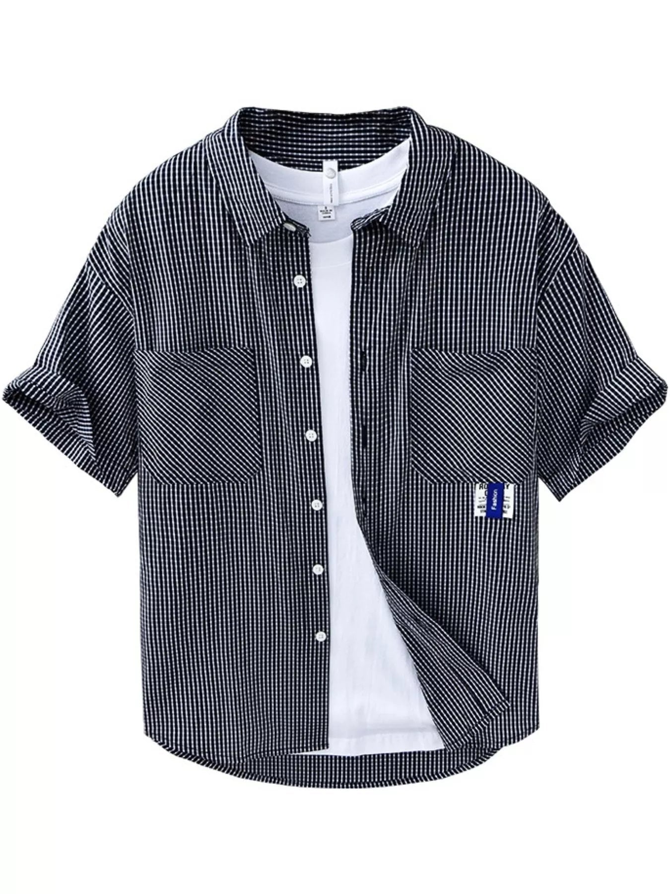 Men's Plus Size Casual Plaid Short Sleeve Shirt designed for comfort and style at Lookzlike
