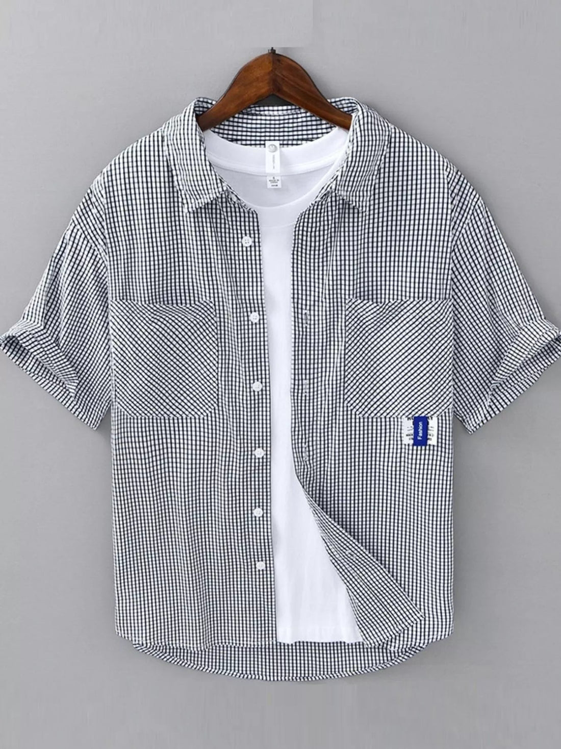 Men's Plus Size Casual Plaid Short Sleeve Shirt designed for comfort and style at Lookzlike