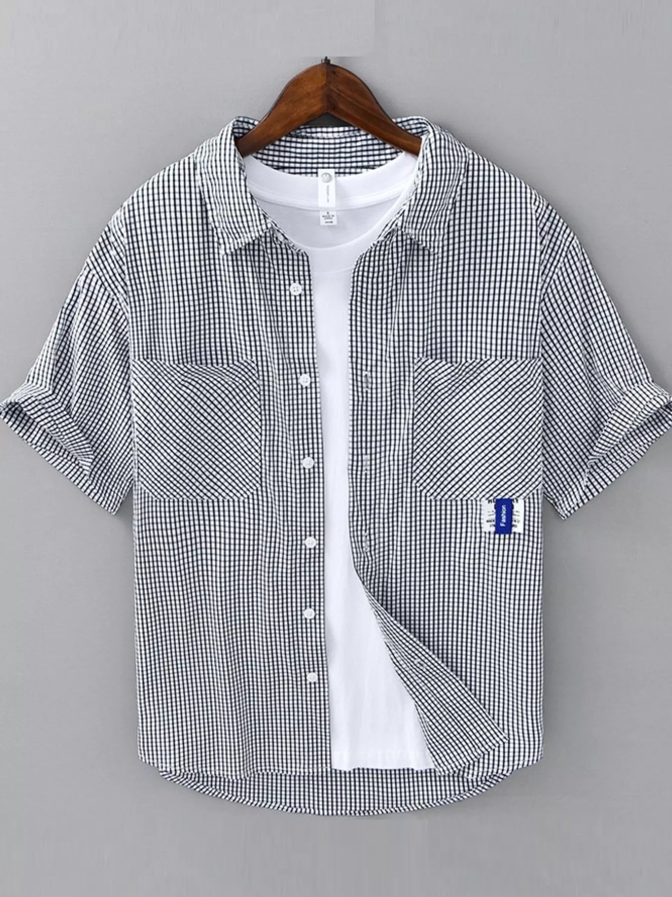 Men's Plus Size Casual Plaid Short Sleeve Shirt designed for comfort and style at Lookzlike