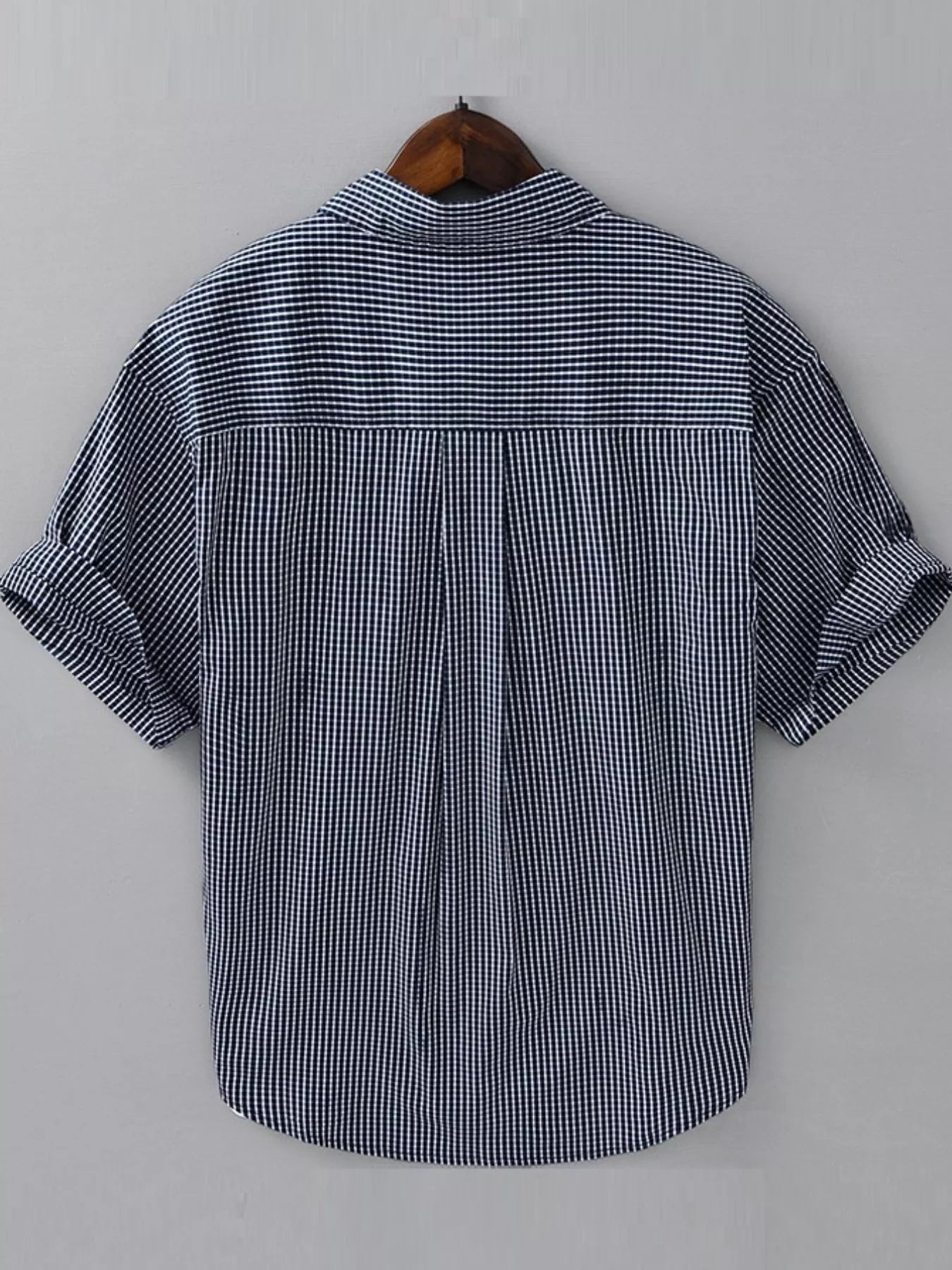 Men's Plus Size Casual Plaid Short Sleeve Shirt designed for comfort and style at Lookzlike