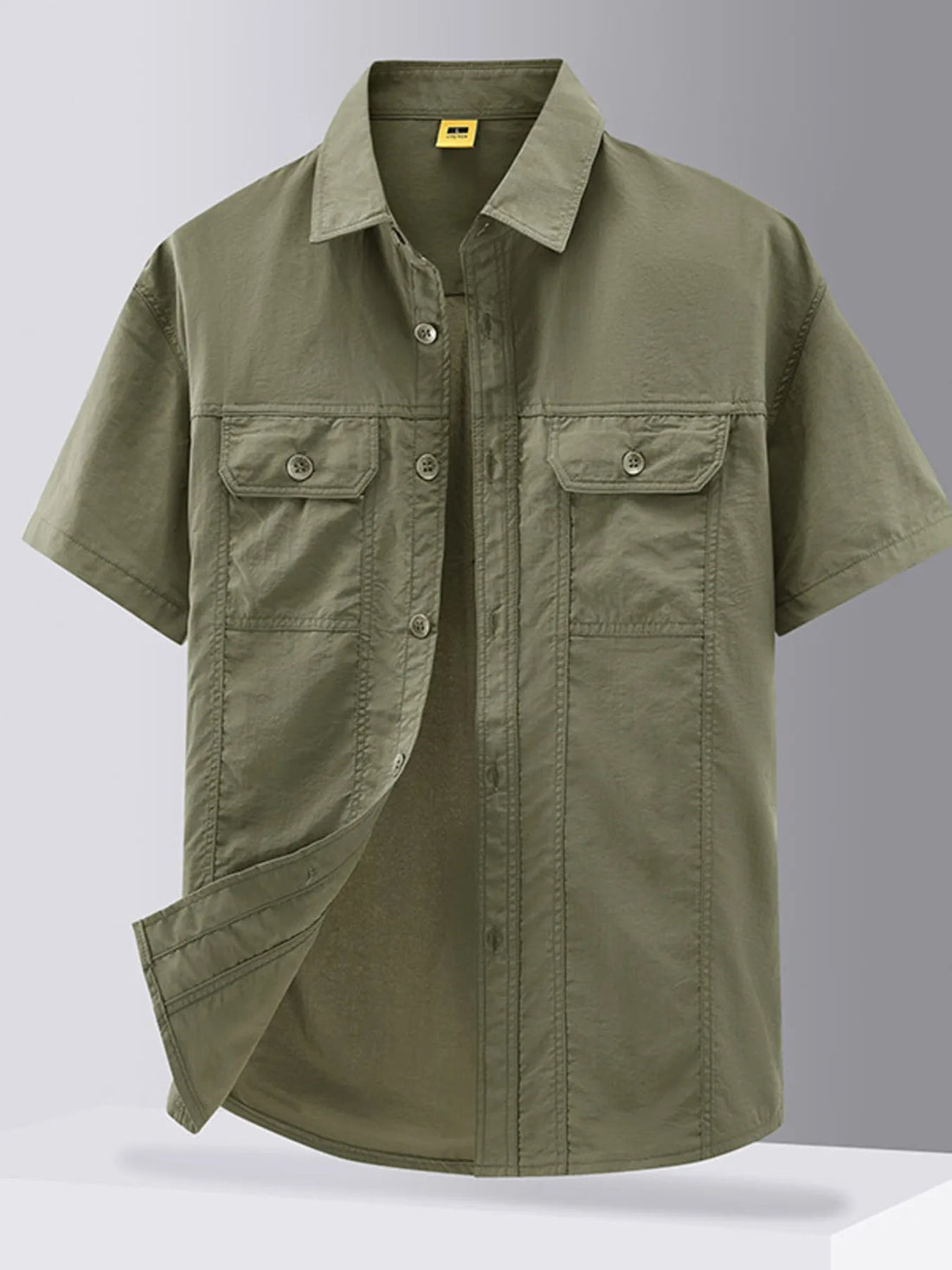 Men's Plus Size Casual Short Sleeve Button-Down Shirt designed for comfort and style at Lookzlike