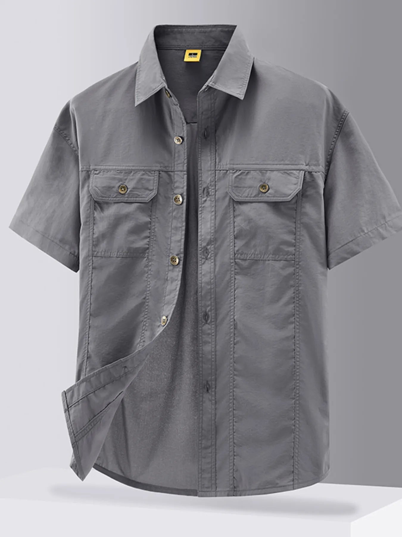 Men's Plus Size Casual Short Sleeve Button-Down Shirt designed for comfort and style at Lookzlike
