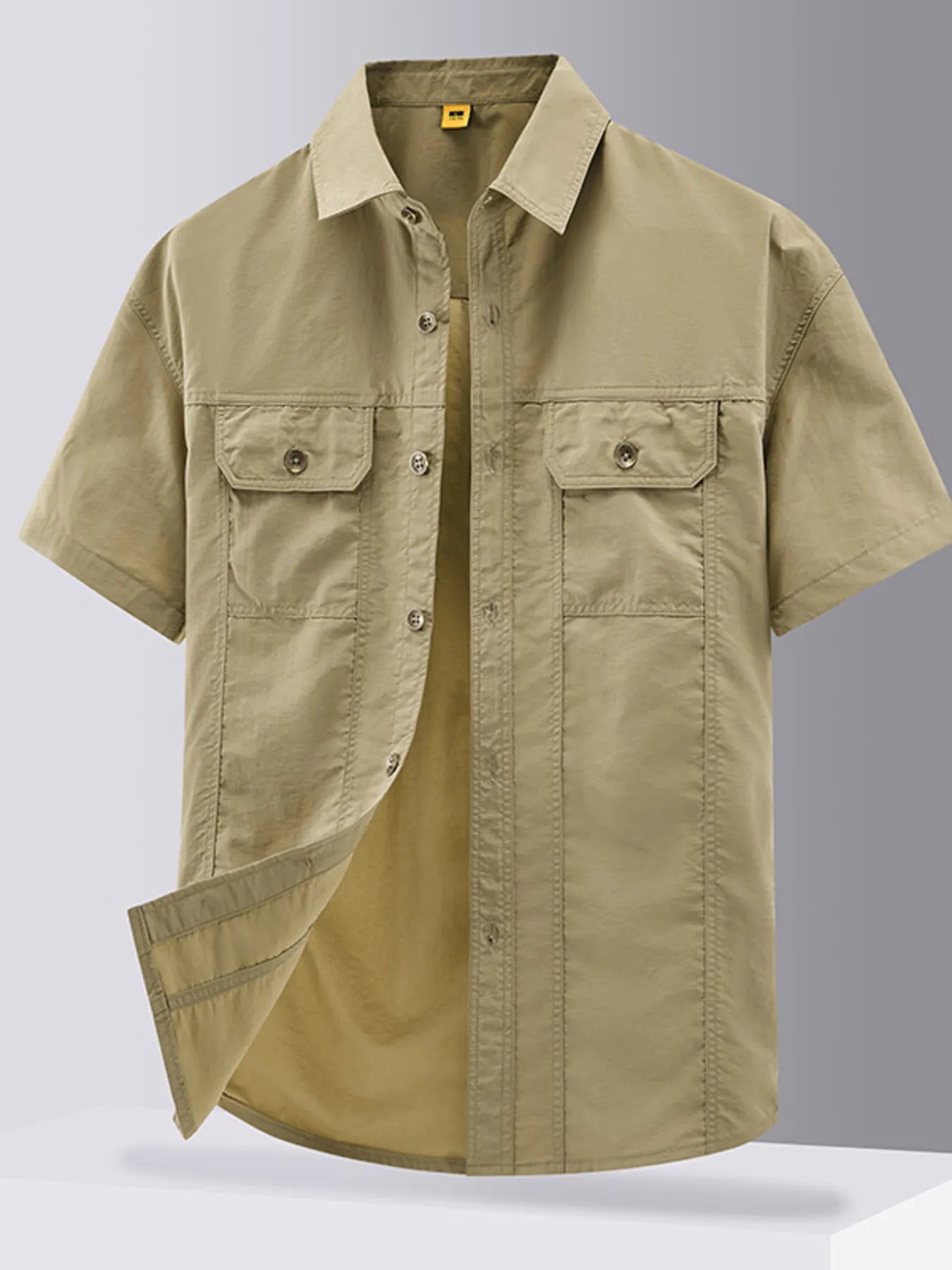 Men's Plus Size Casual Short Sleeve Button-Down Shirt designed for comfort and style at Lookzlike