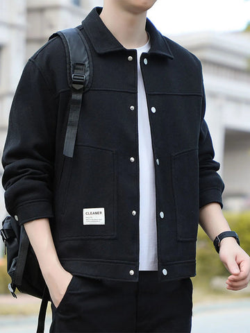 Men's Plus Size Casual Snap - Down Jacket designed for comfort and style at Lookzlike