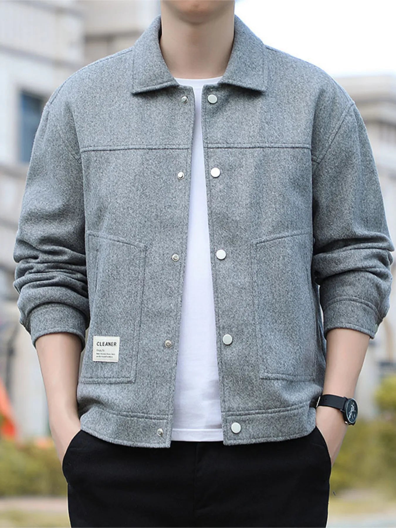 Men's Plus Size Casual Snap - Down Jacket designed for comfort and style at Lookzlike