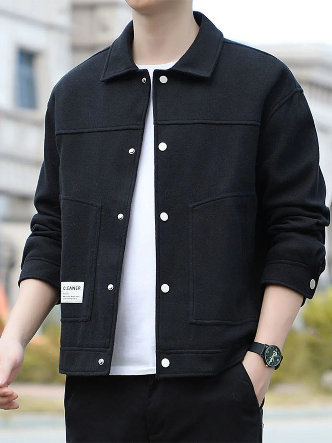 Men's Plus Size Casual Snap - Down Jacket designed for comfort and style at Lookzlike