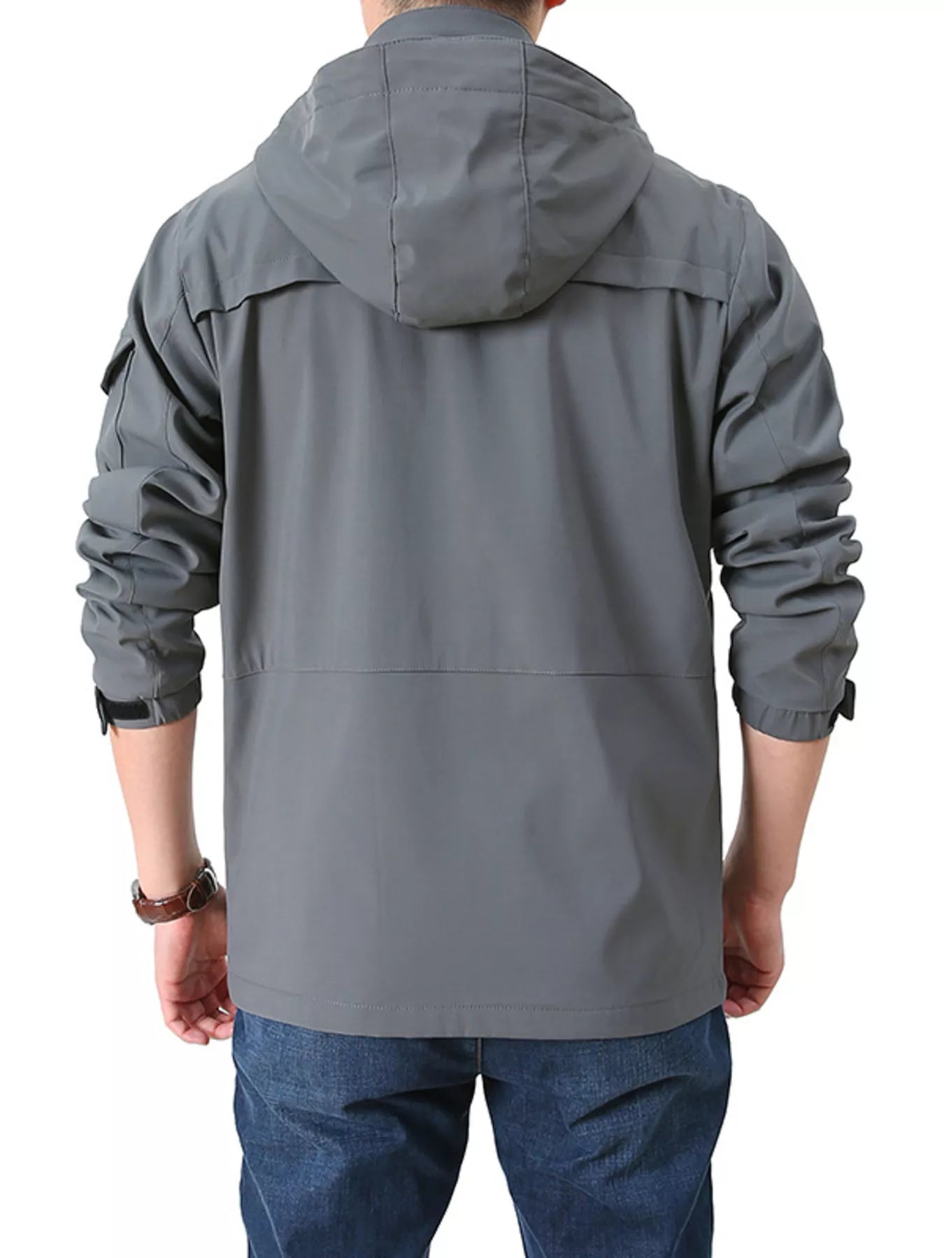 Men's Plus Size Casual Zip Up Hooded Jacket designed for comfort and style at Lookzlike