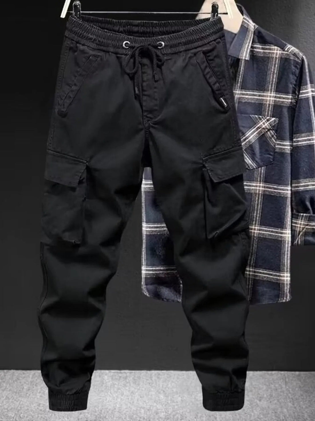 Men's Plus Size Drawstring Joggers with Pockets designed for comfort and style at Lookzlike
