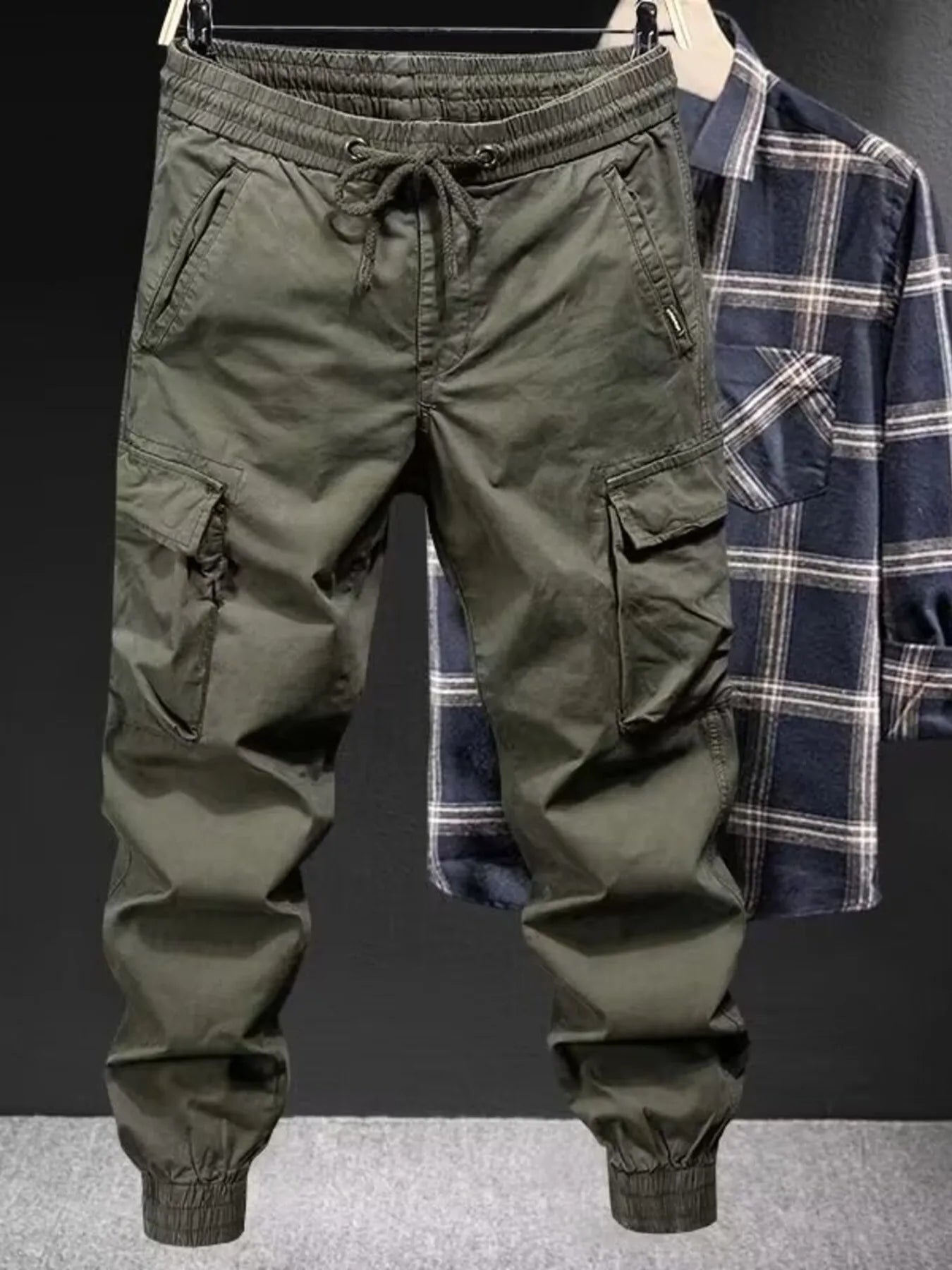 Men's Plus Size Drawstring Joggers with Pockets designed for comfort and style at Lookzlike
