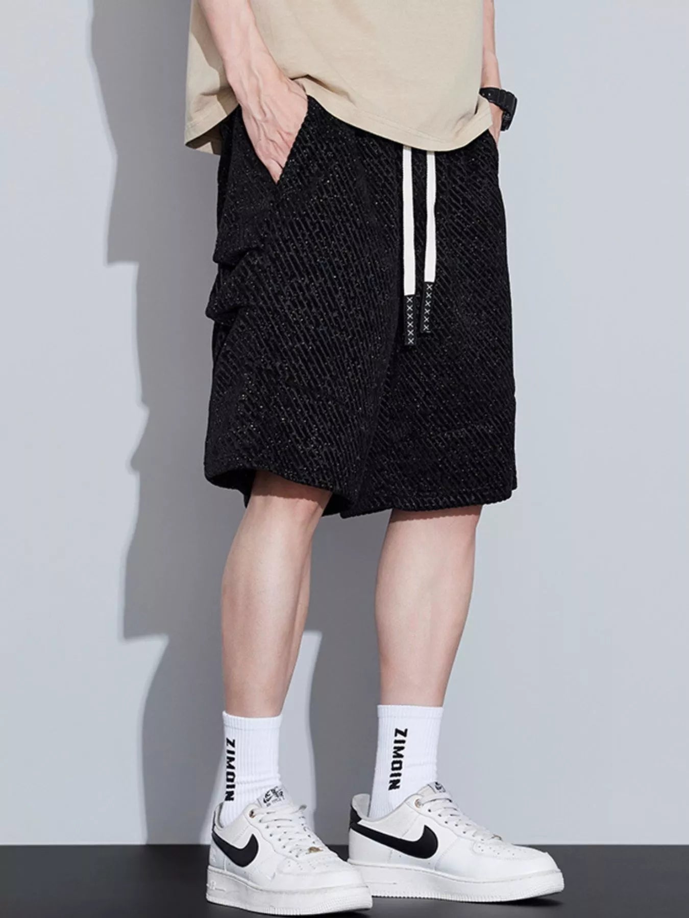 Men's Plus Size Drawstring Loose Fit Shorts designed for comfort and style at Lookzlike