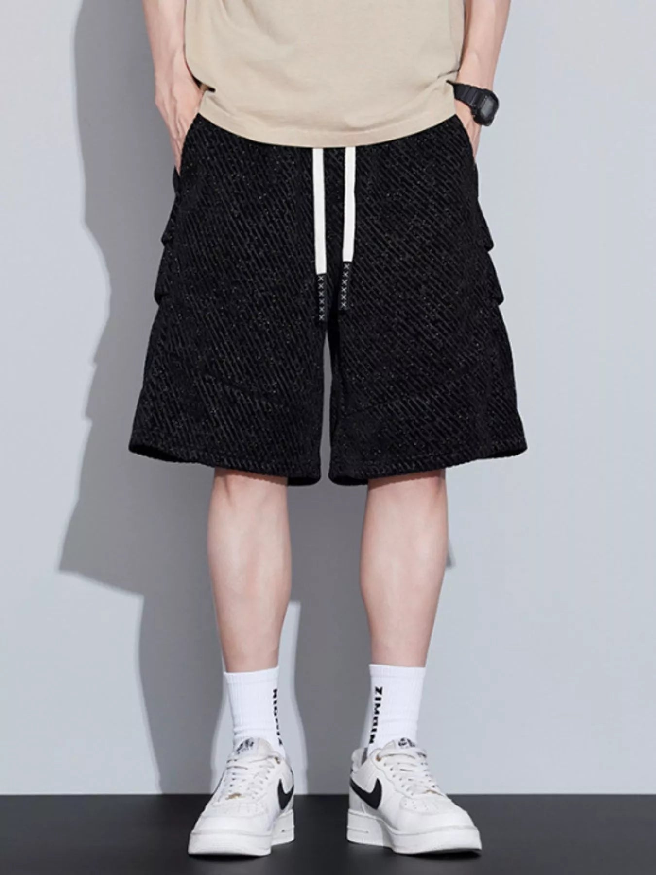 Men's Plus Size Drawstring Loose Fit Shorts designed for comfort and style at Lookzlike