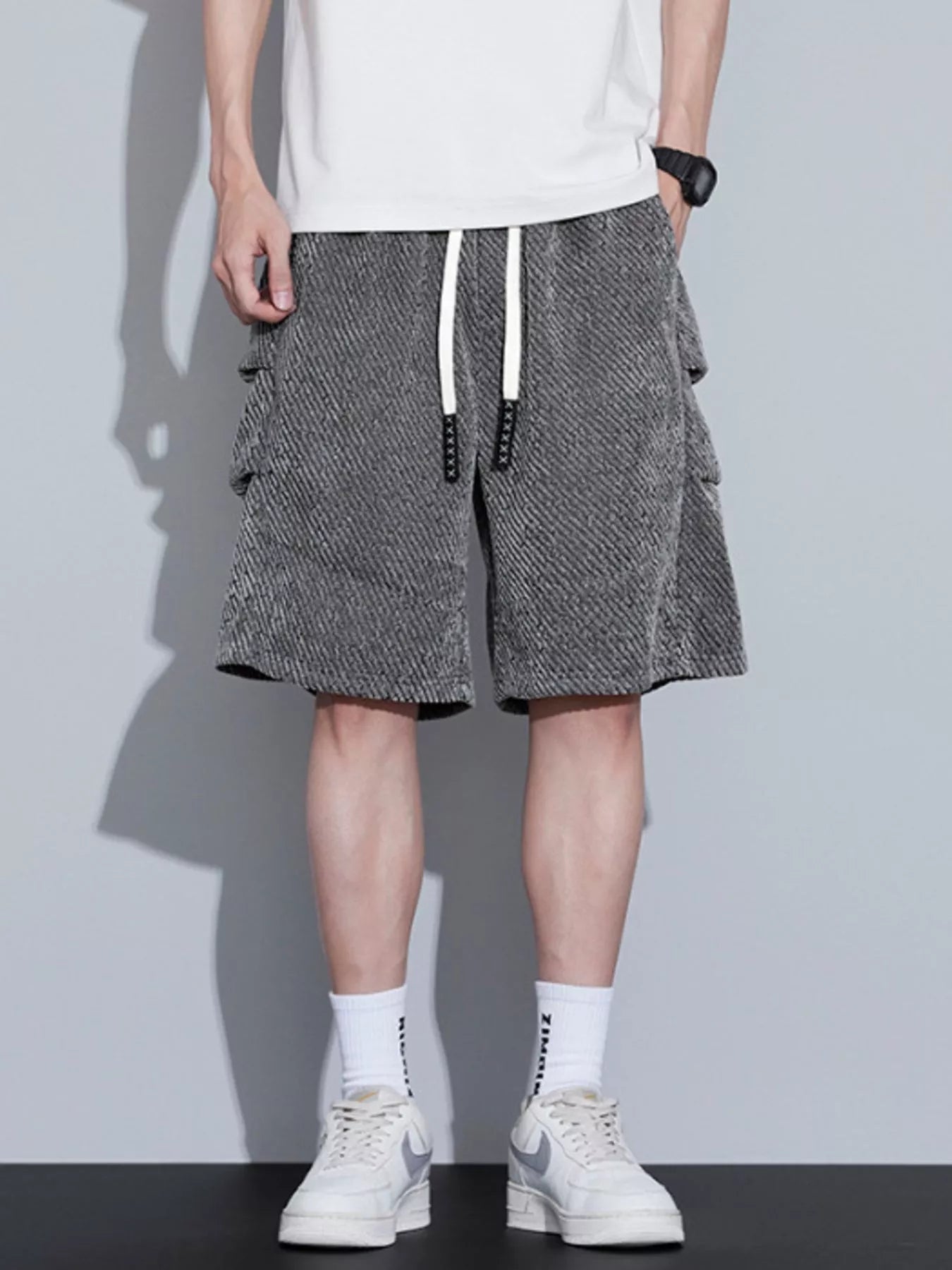 Men's Plus Size Drawstring Loose Fit Shorts designed for comfort and style at Lookzlike