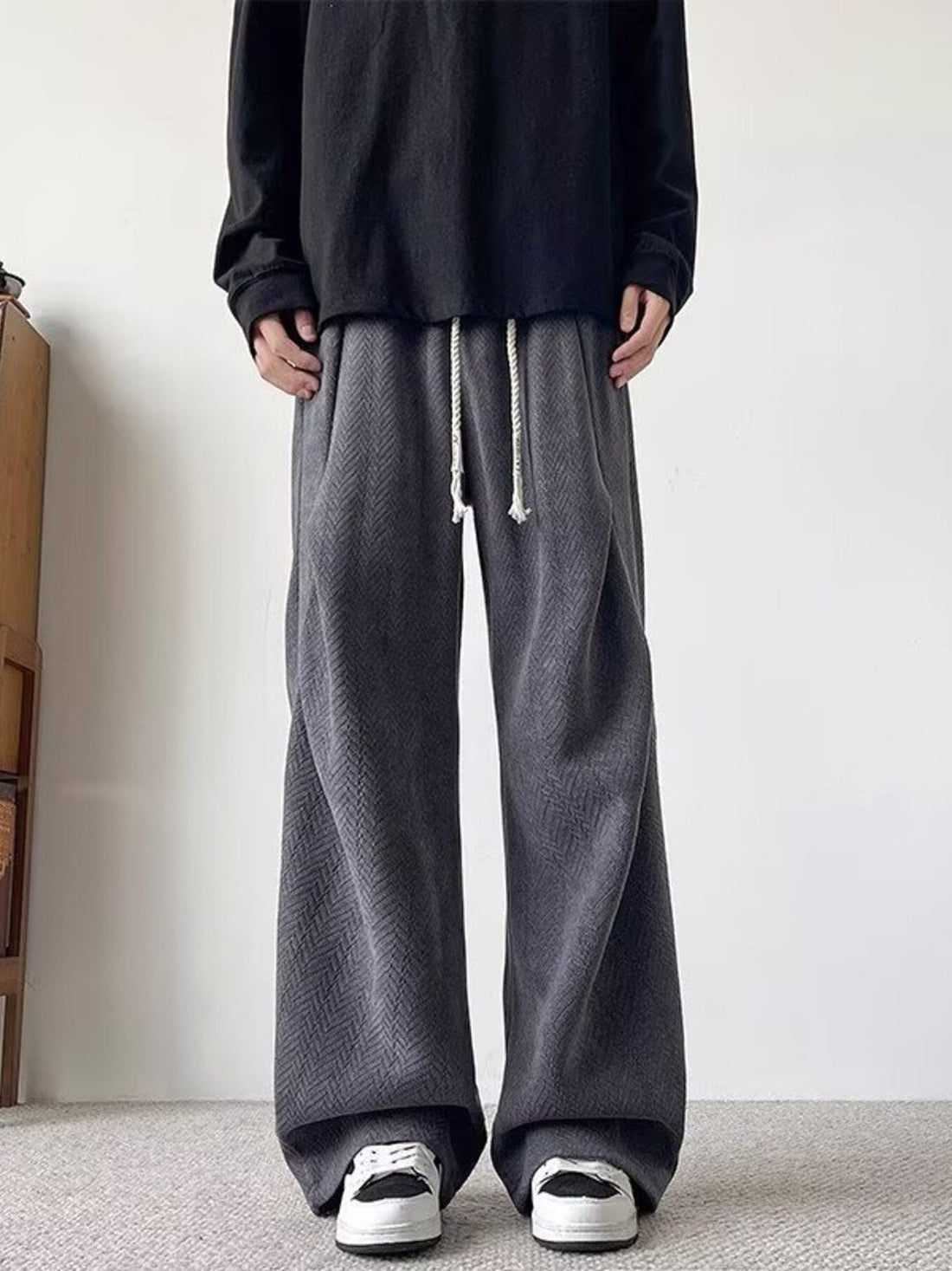 Men's Plus Size Drawstring Wide Leg Casual Pants designed for comfort and style at Lookzlike