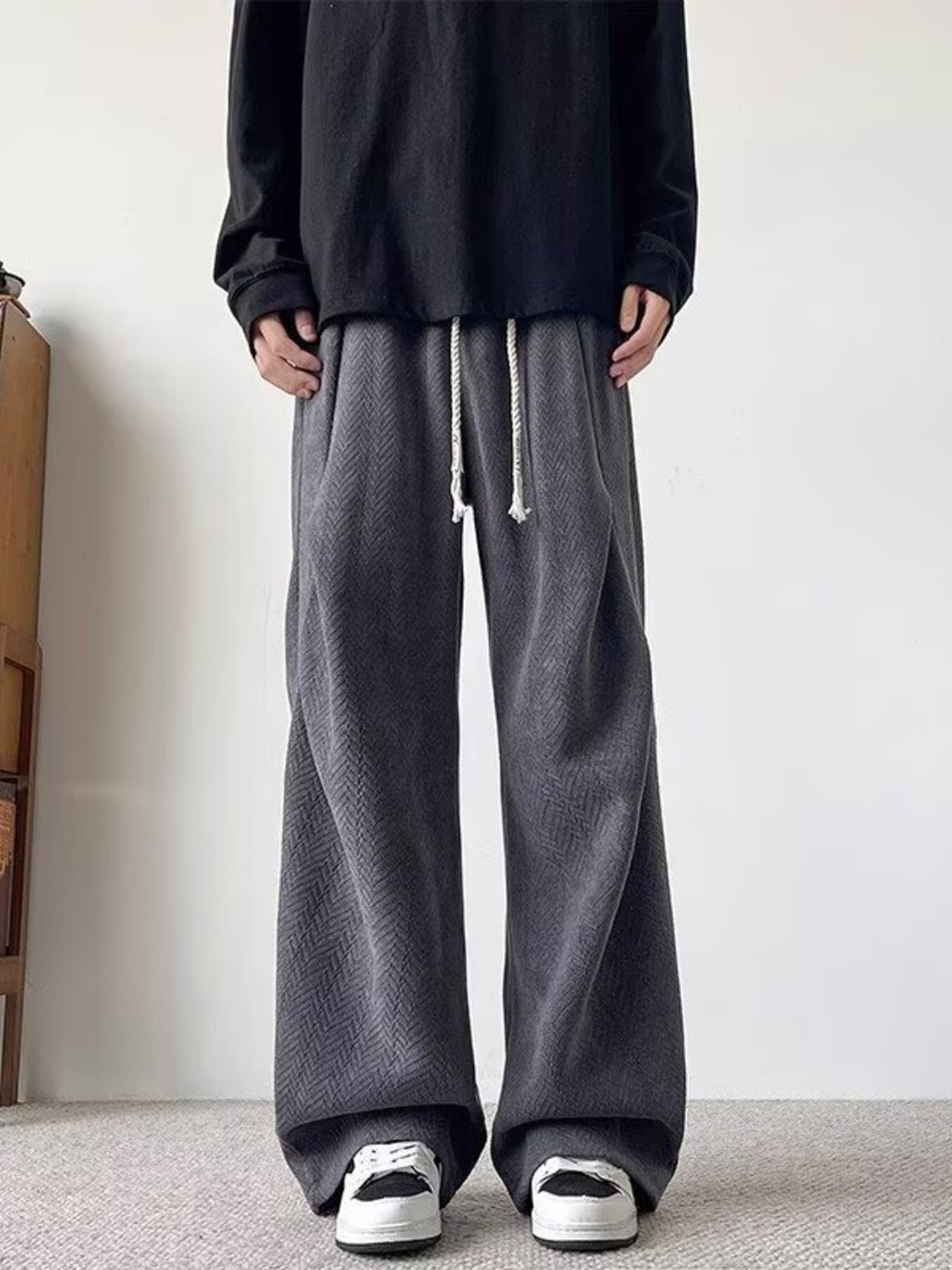 Men's Plus Size Drawstring Wide Leg Casual Pants designed for comfort and style at Lookzlike