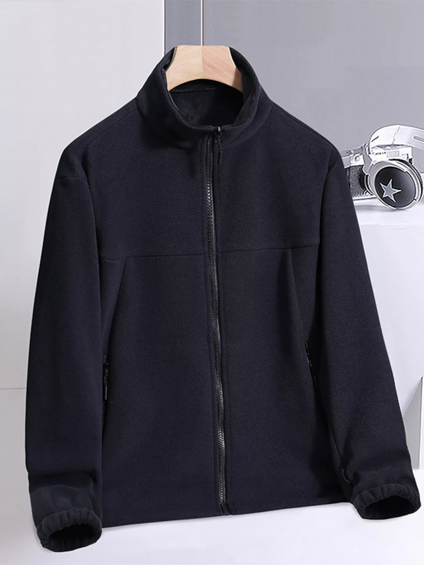 Men's Plus Size Fleece Full - Zip Jacket designed for comfort and style at Lookzlike