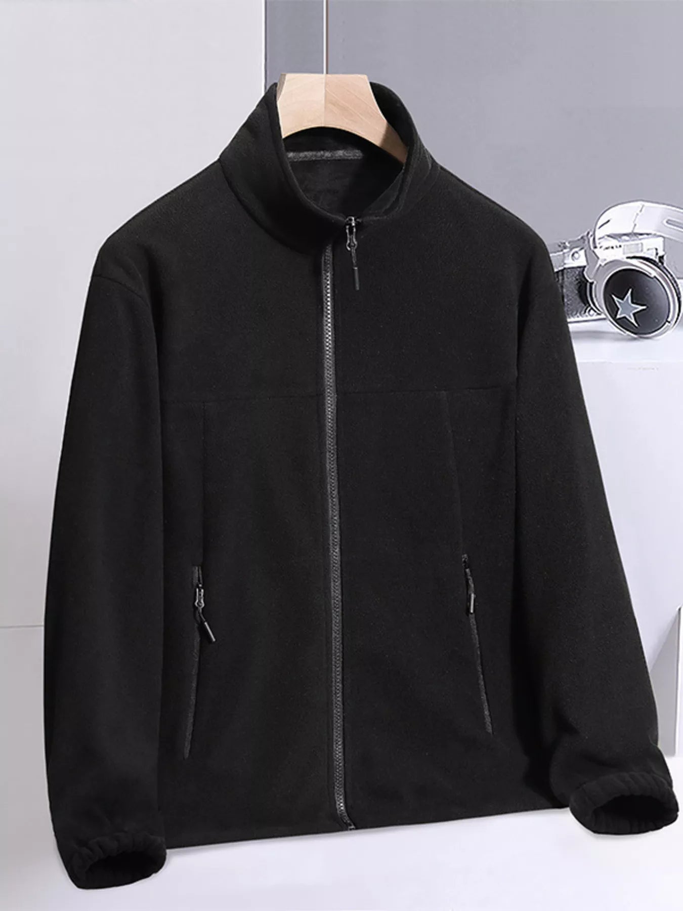 Men's Plus Size Fleece Full - Zip Jacket designed for comfort and style at Lookzlike