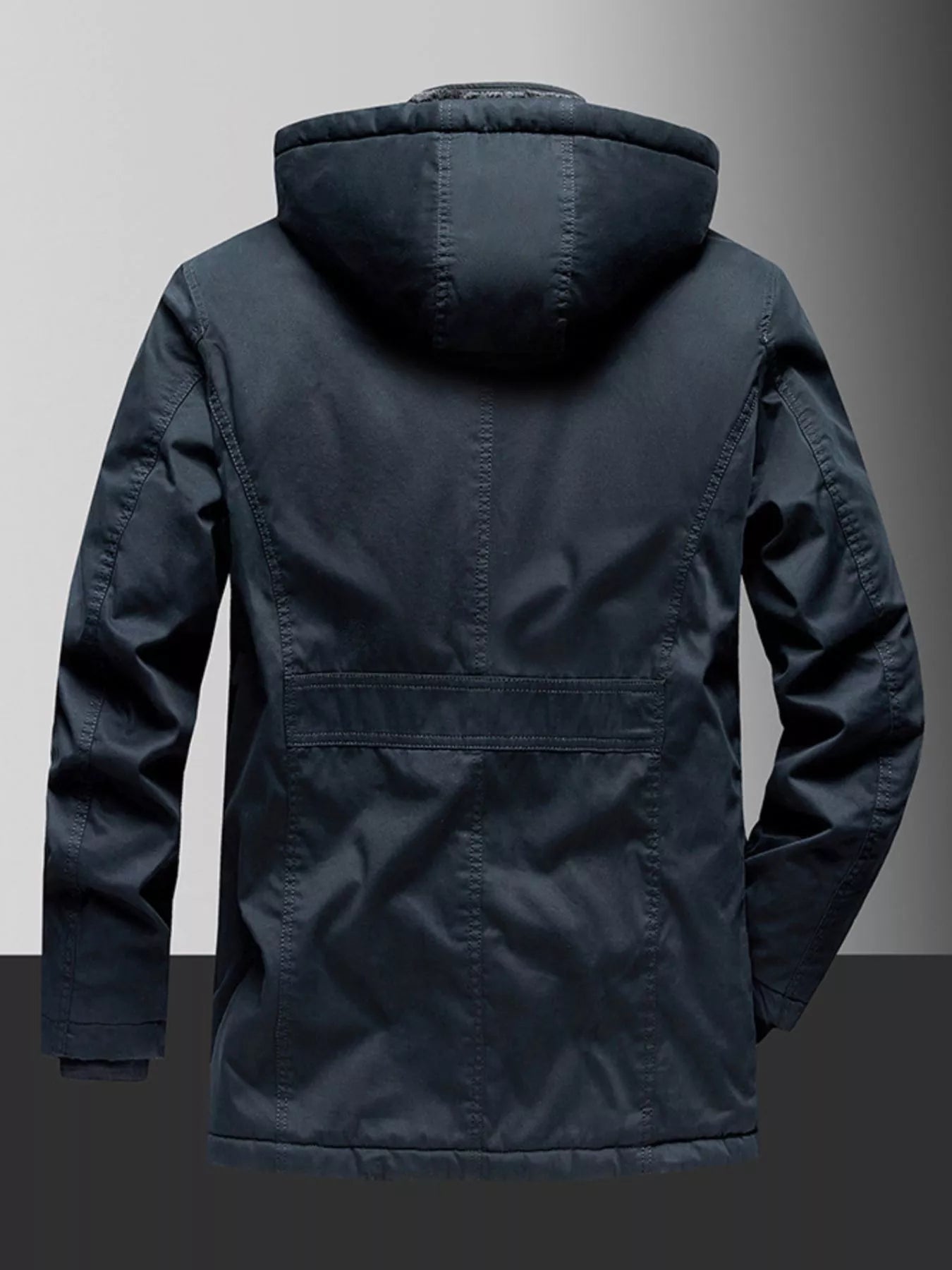 Men's Plus Size Fleece Lined Hooded Winter Coat designed for comfort and style at Lookzlike