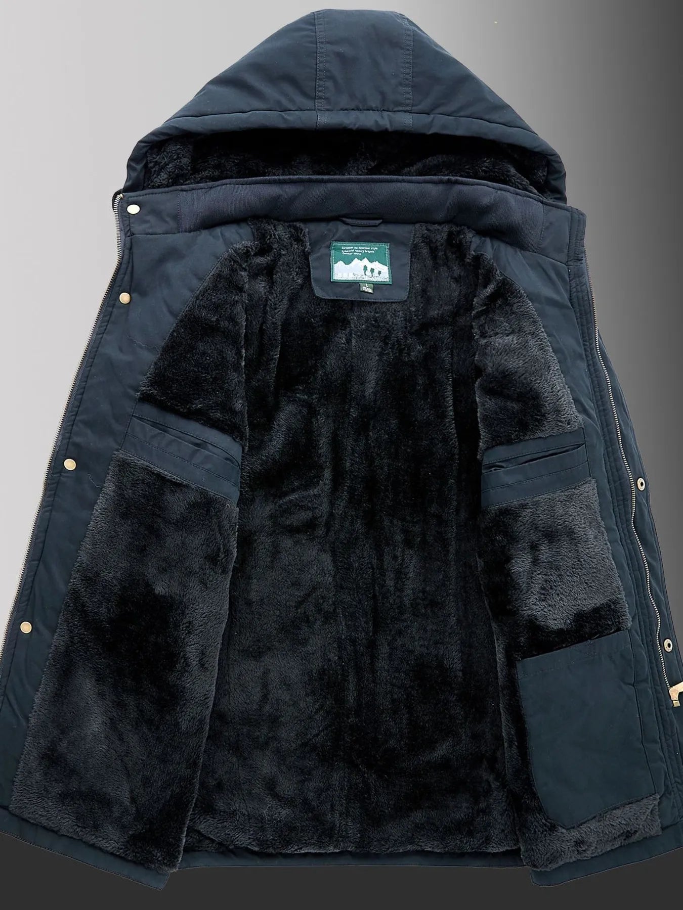 Men's Plus Size Fleece Lined Hooded Winter Coat designed for comfort and style at Lookzlike