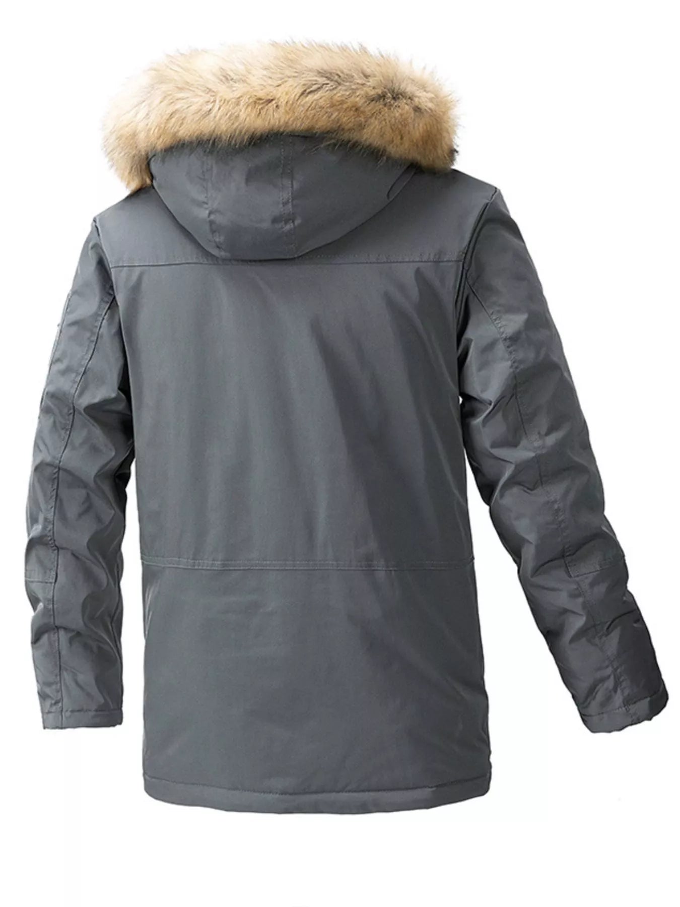 Men's Plus Size Fur Hooded Winter Parka Coat designed for comfort and style at Lookzlike