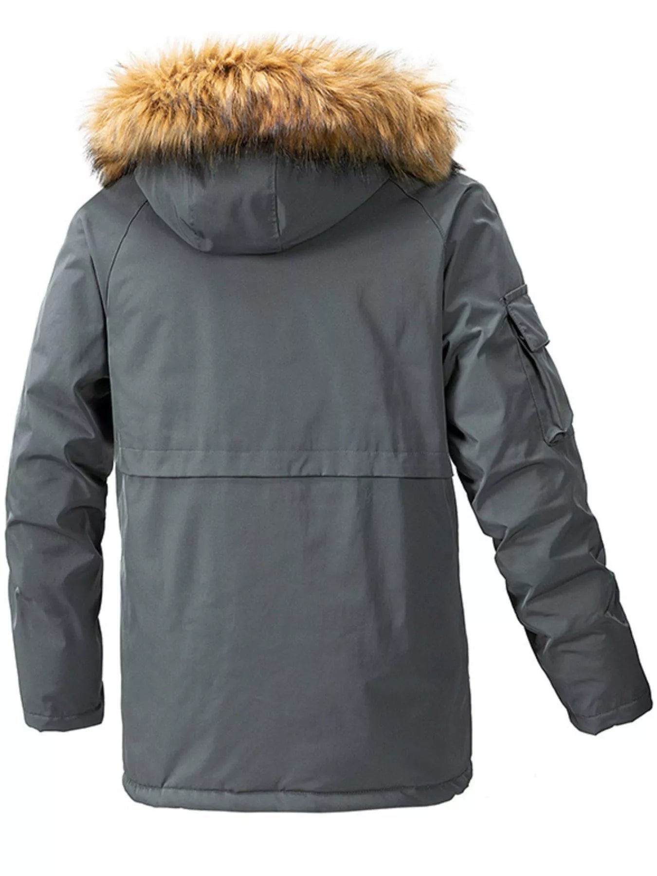 Men's Plus Size Fur Hooded Winter Parka Coat designed for comfort and style at Lookzlike