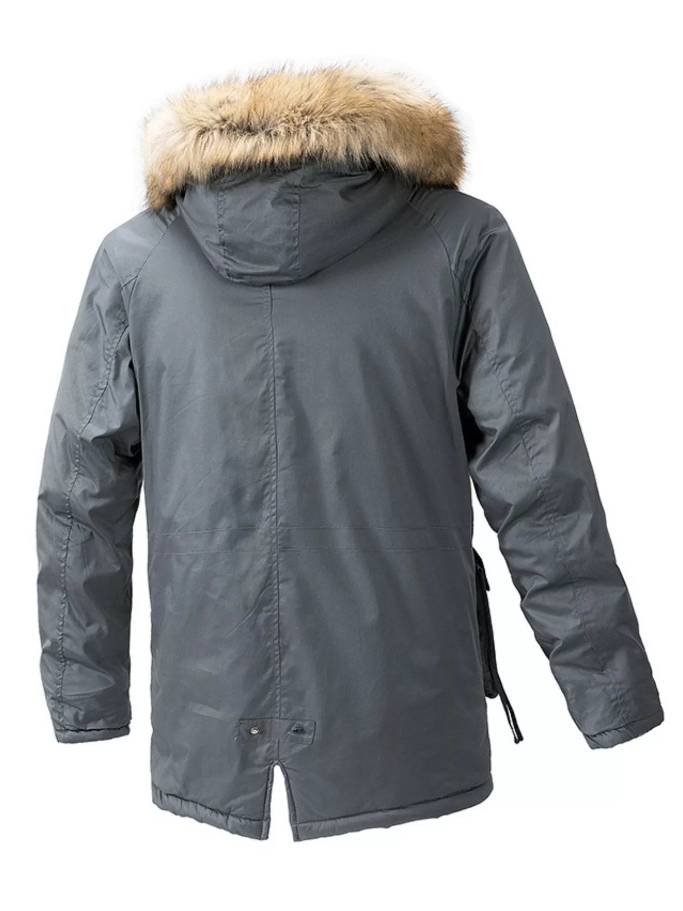 Men's Plus Size Fur Hooded Winter Parka Coat designed for comfort and style at Lookzlike