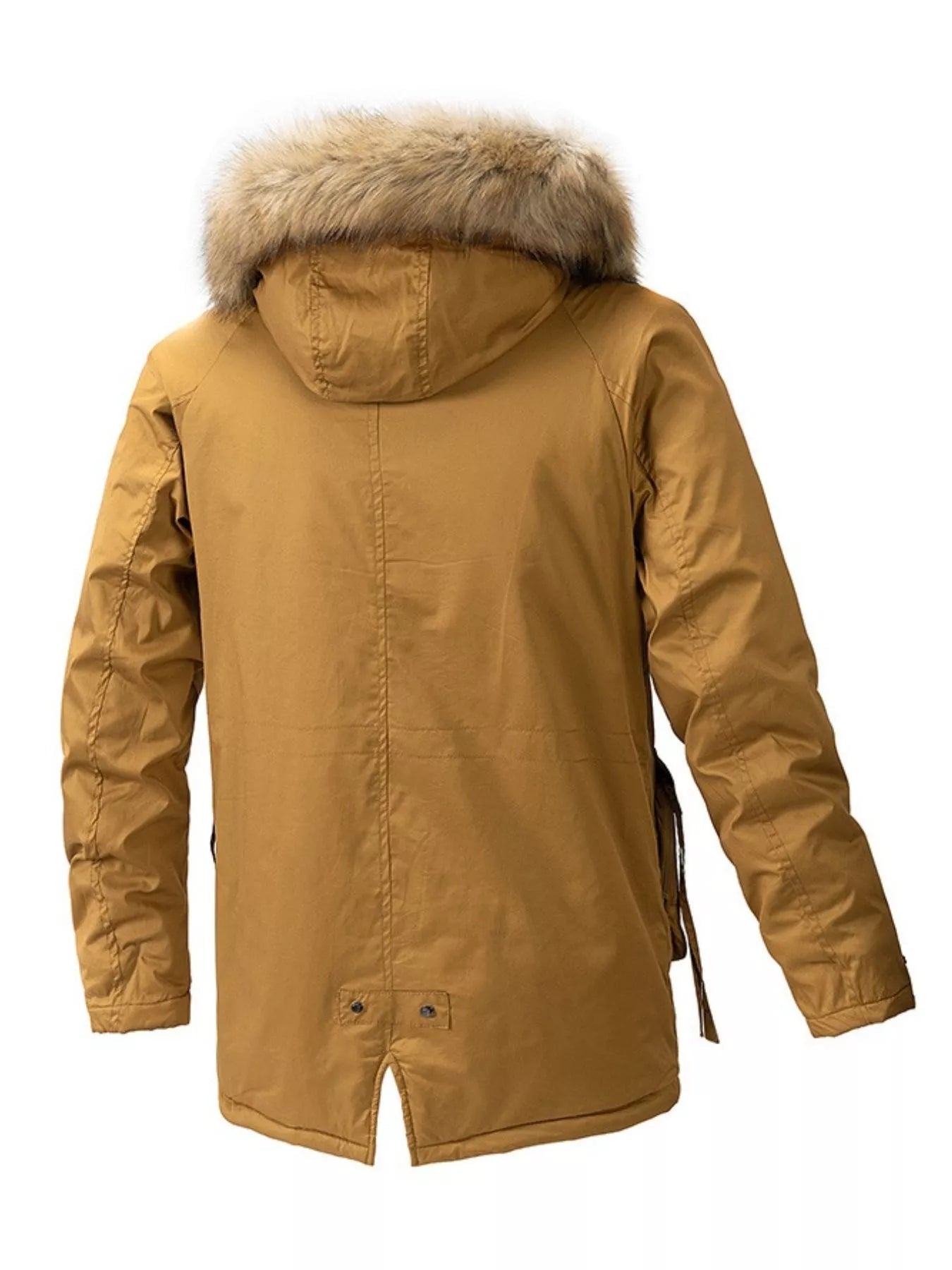 Men's Plus Size Fur Hooded Winter Parka Coat designed for comfort and style at Lookzlike