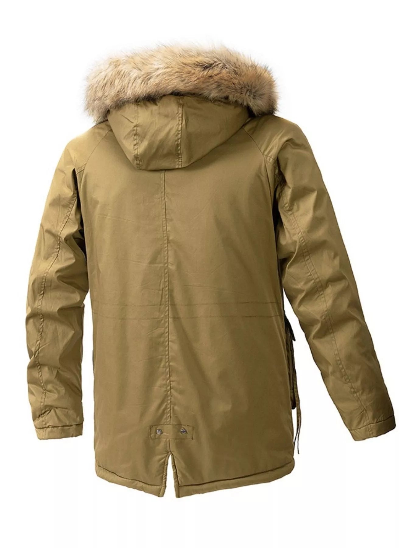 Men's Plus Size Fur Hooded Winter Parka Coat designed for comfort and style at Lookzlike