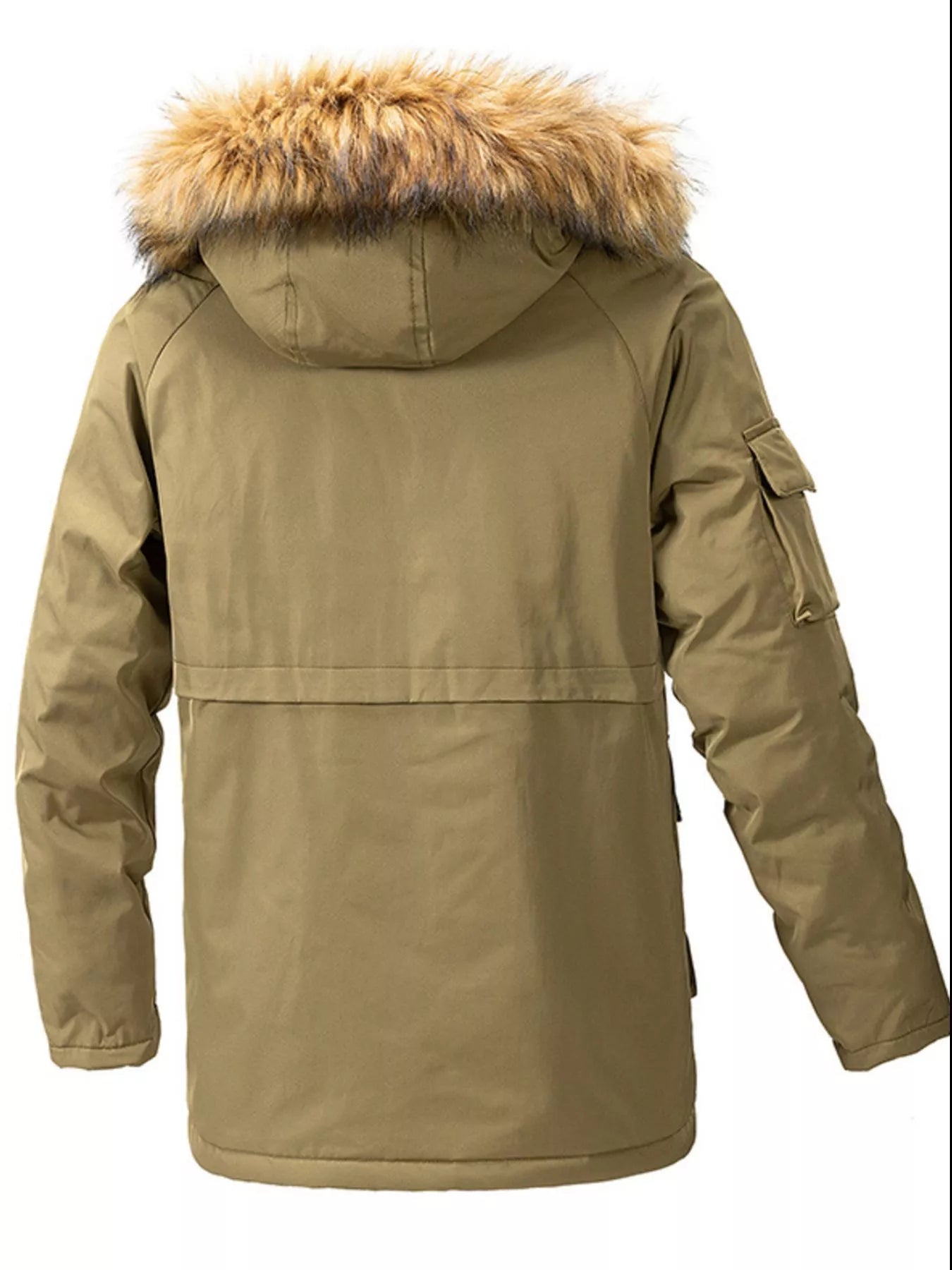 Men's Plus Size Fur Hooded Winter Parka Coat designed for comfort and style at Lookzlike