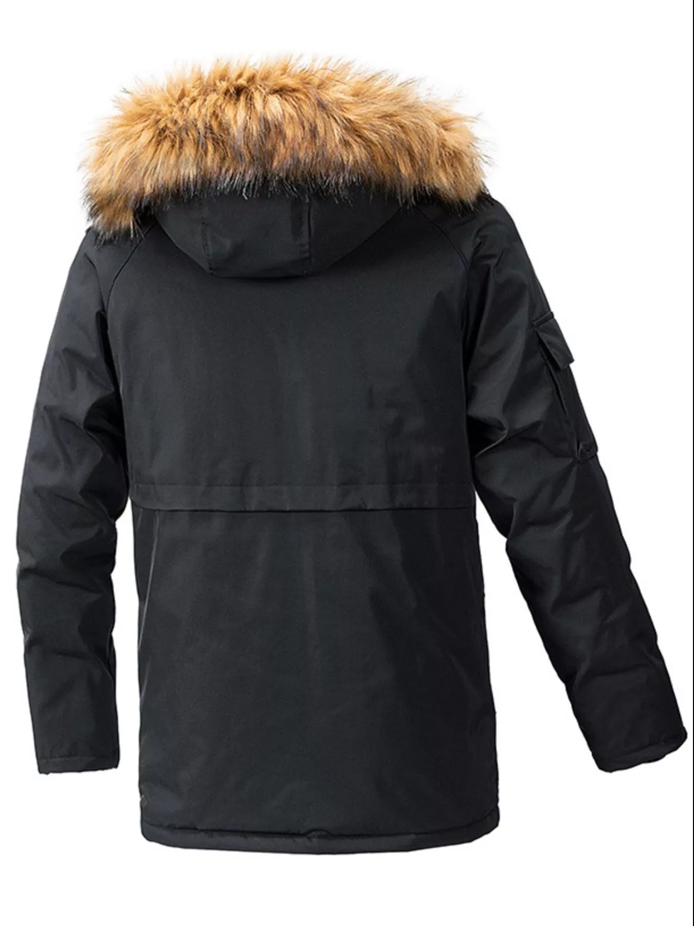 Men's Plus Size Fur Hooded Winter Parka Coat designed for comfort and style at Lookzlike