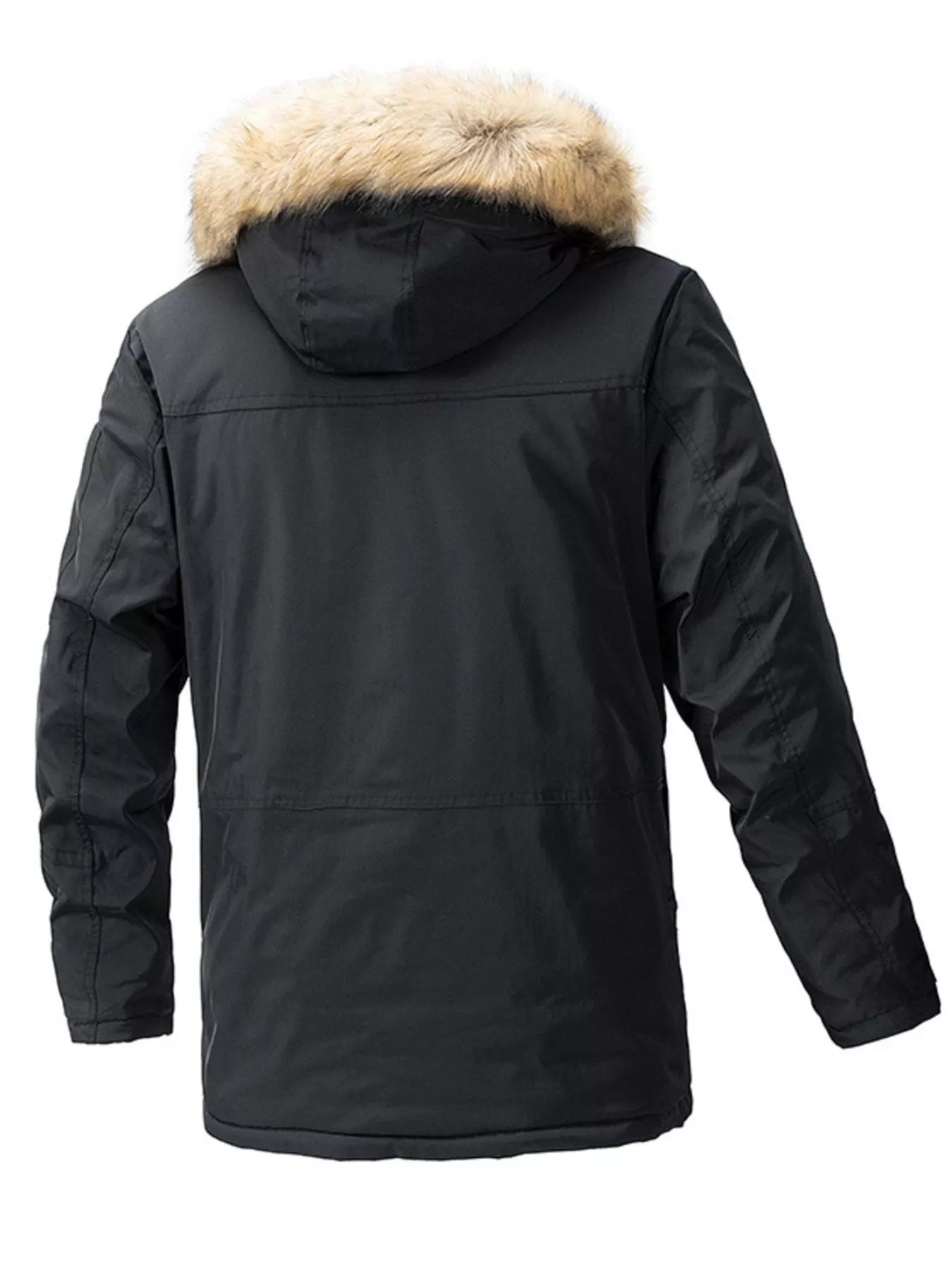 Men's Plus Size Fur Hooded Winter Parka Coat designed for comfort and style at Lookzlike