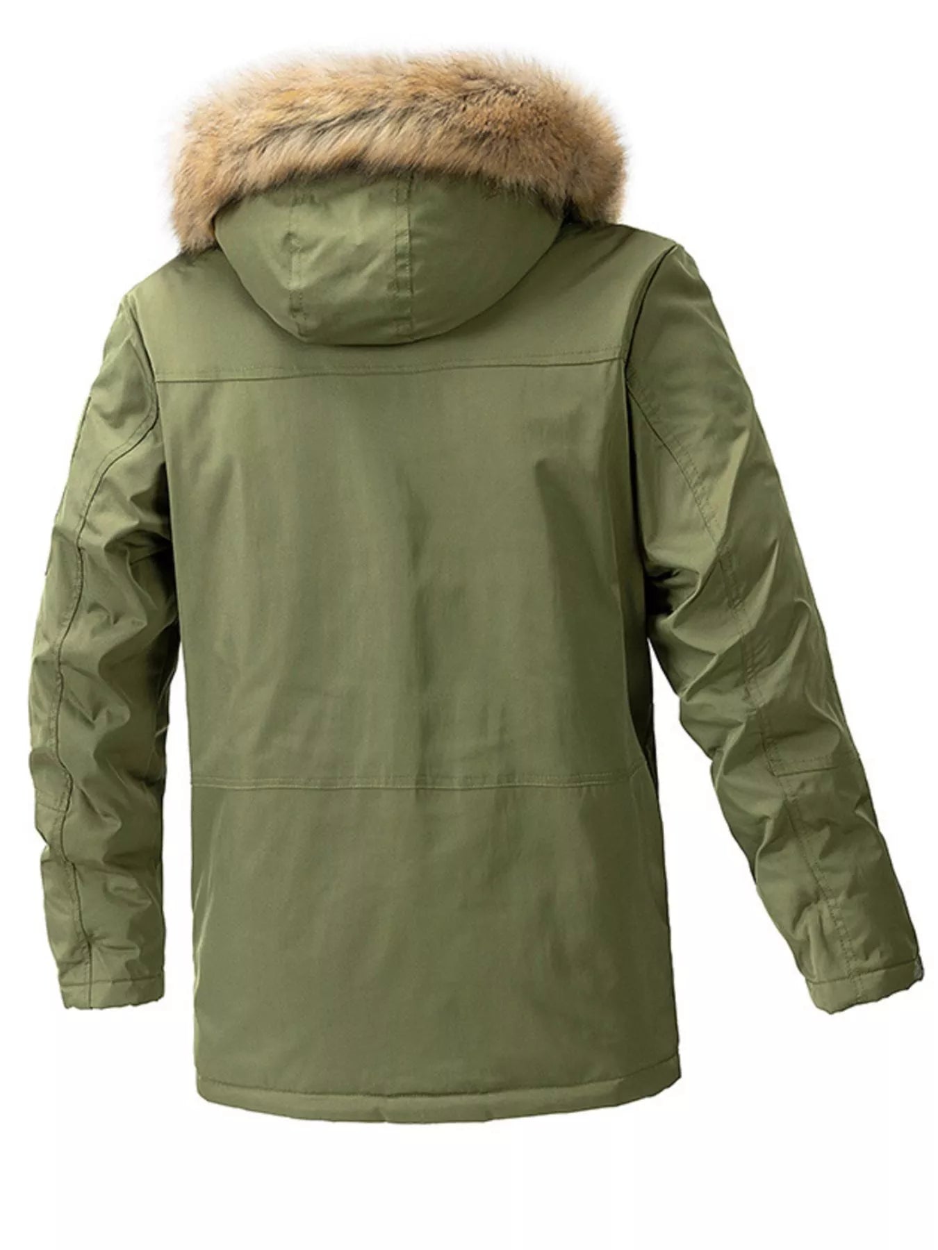 Men's Plus Size Fur Hooded Winter Parka Coat designed for comfort and style at Lookzlike