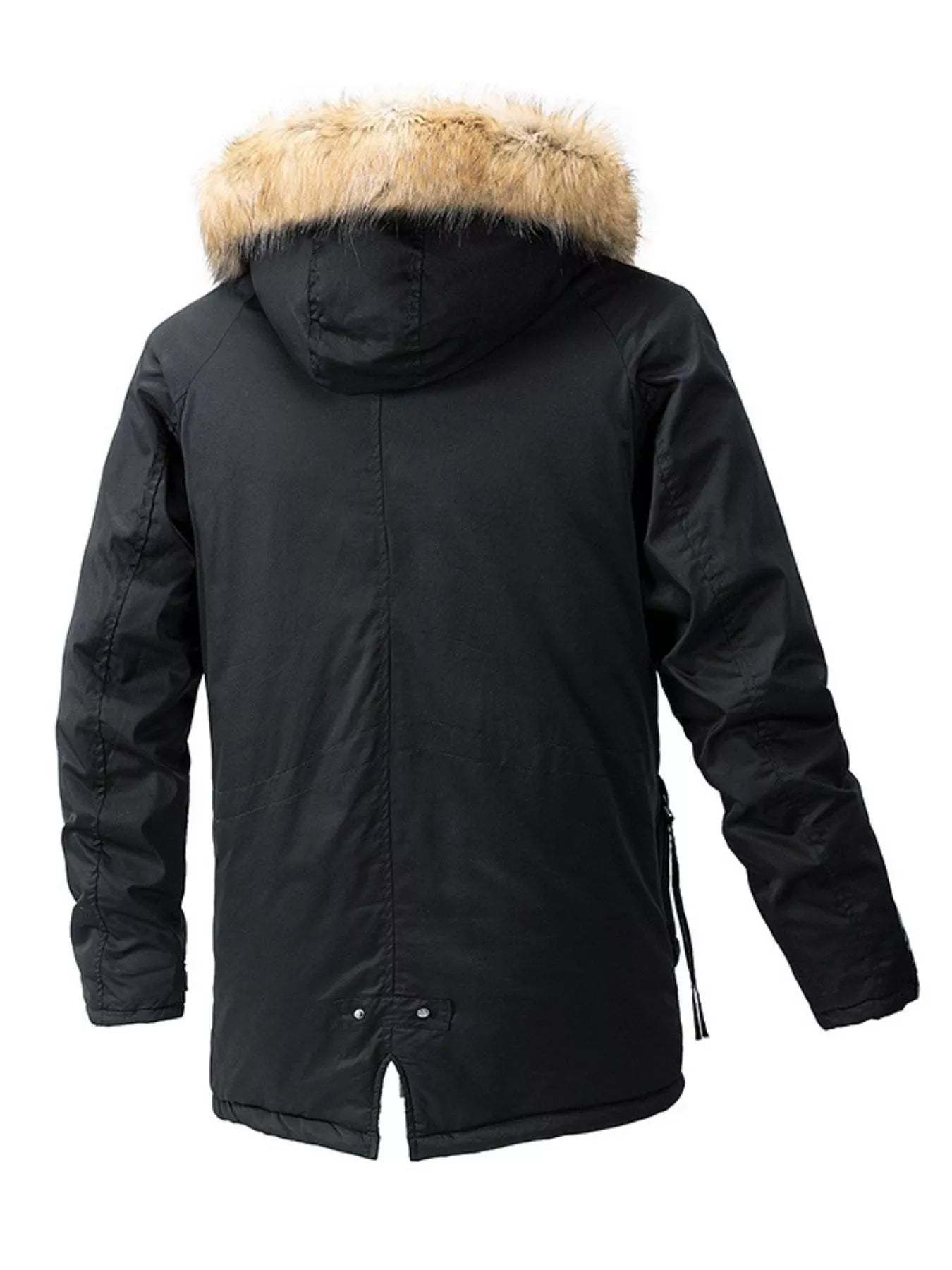 Men's Plus Size Fur Hooded Winter Parka Coat designed for comfort and style at Lookzlike