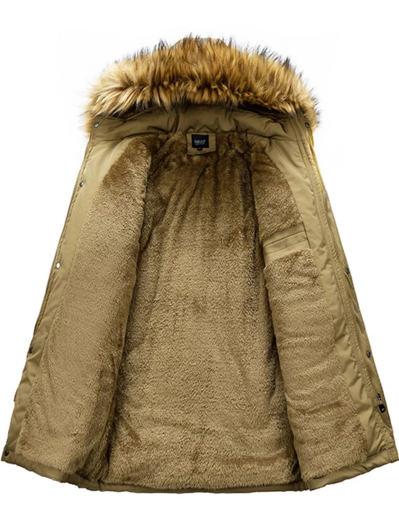 Men's Plus Size Fur Hooded Winter Parka Coat designed for comfort and style at Lookzlike
