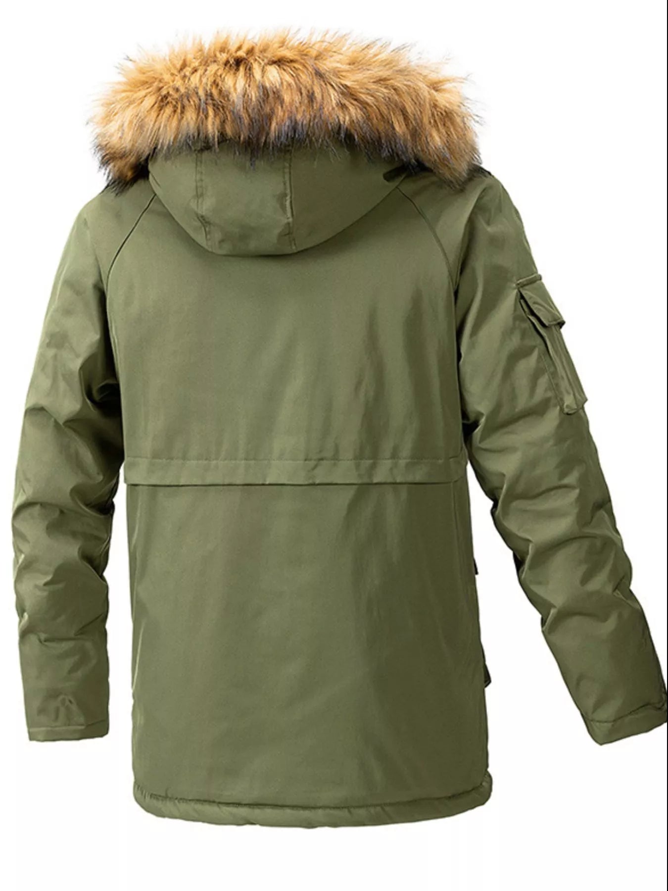 Men's Plus Size Fur Hooded Winter Parka Coat designed for comfort and style at Lookzlike