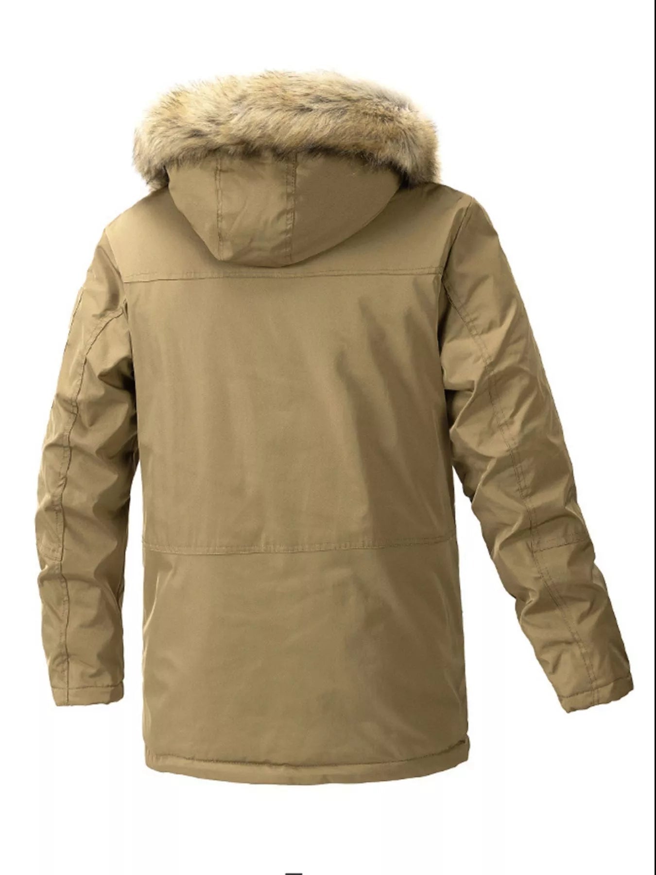 Men's Plus Size Fur Hooded Winter Parka Coat designed for comfort and style at Lookzlike
