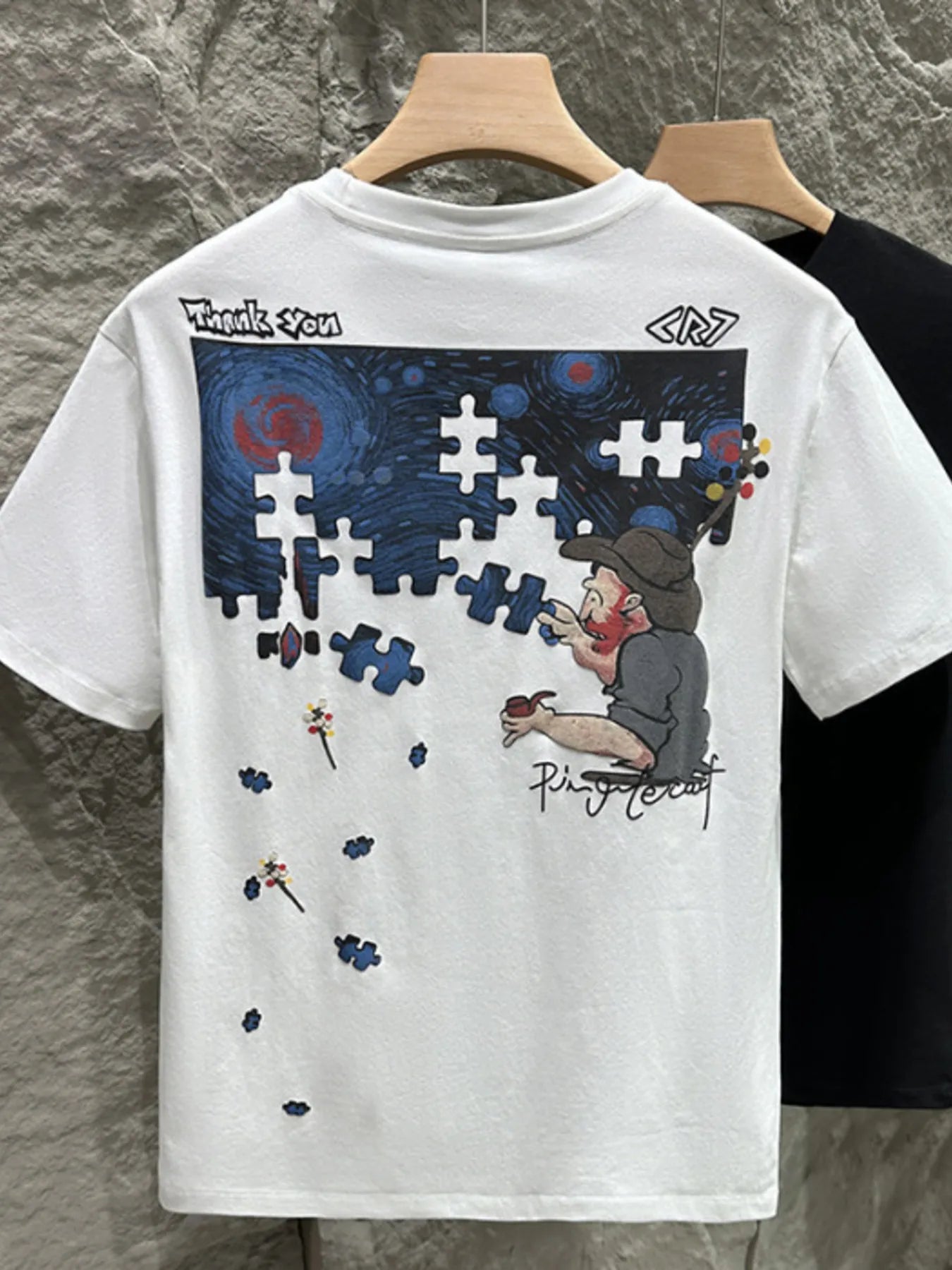 Men's Plus Size Graphic Round Neck Short Sleeve T-Shirt designed for comfort and style at Lookzlike