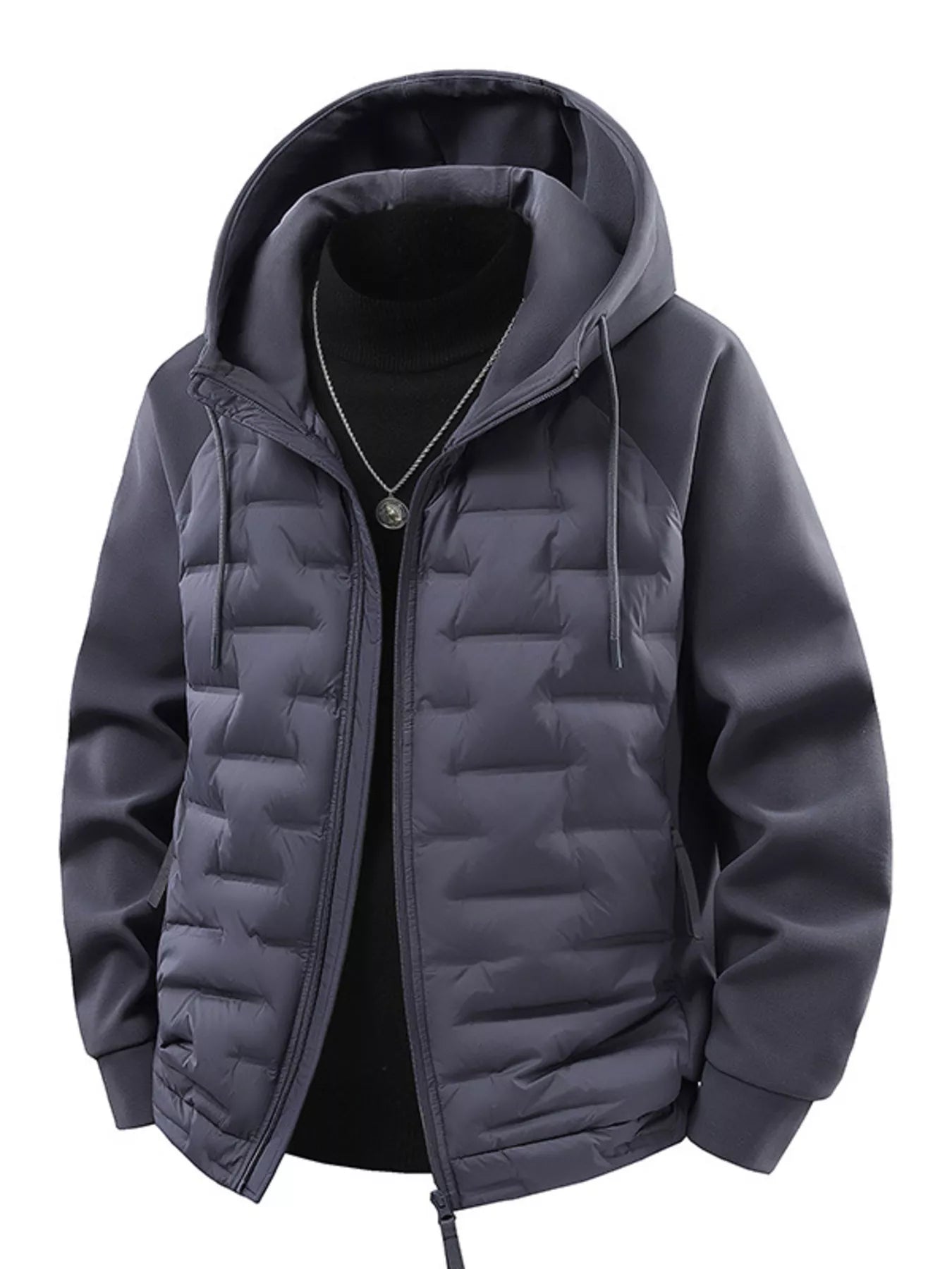 Men's Plus Size Hooded Padded Jacket designed for comfort and style at Lookzlike