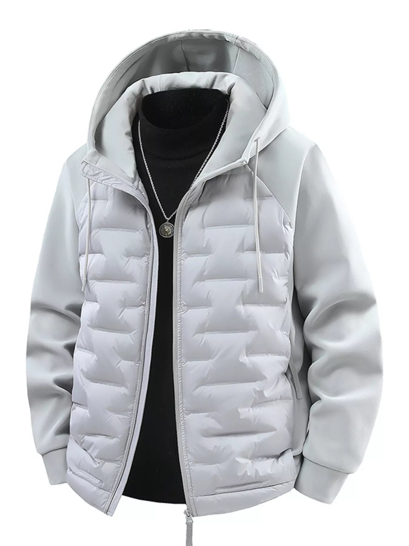 Men's Plus Size Hooded Padded Jacket designed for comfort and style at Lookzlike
