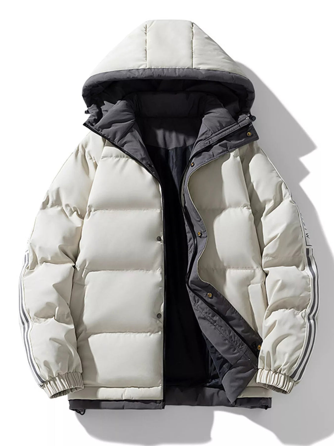 Men's Plus Size Hooded Padded Winter Coat designed for comfort and style at Lookzlike